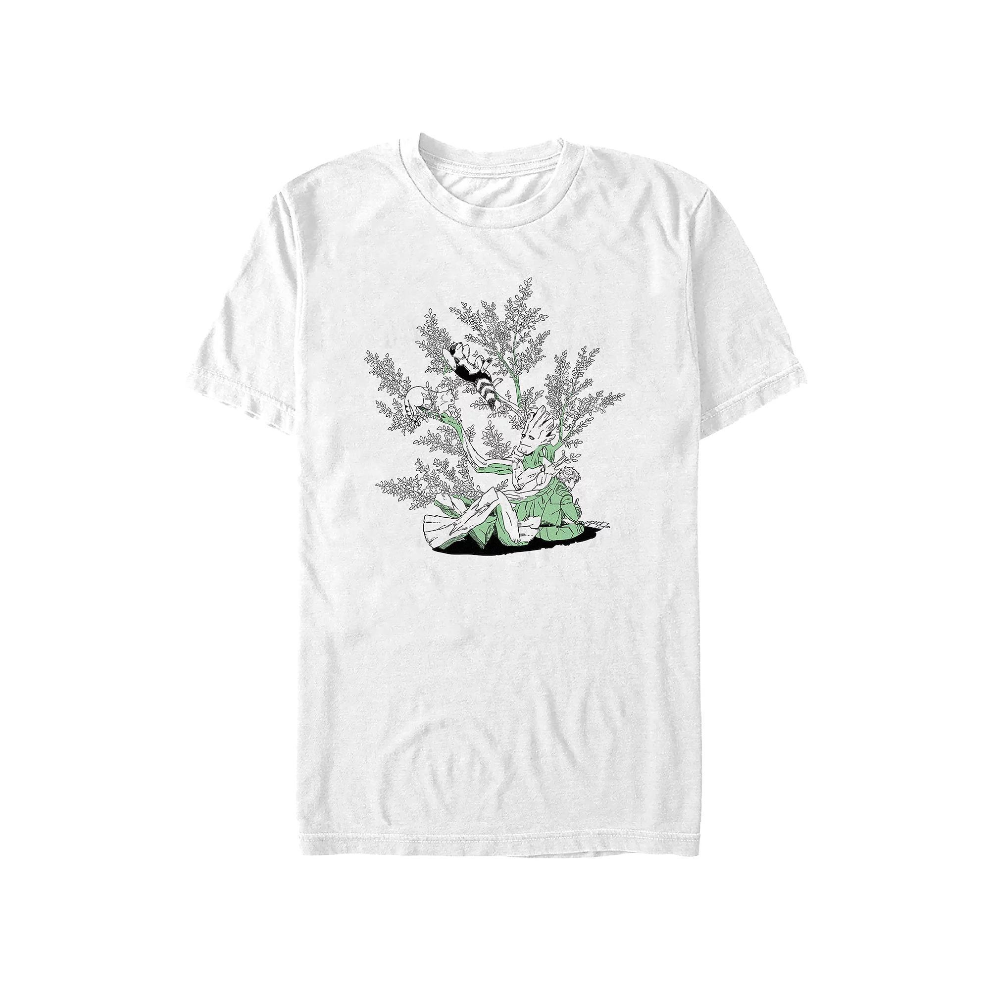 Juniors' Guardians Of The Galaxy Groot The Resting Tree Boyfriend Graphic Tee, Women's, Size: XL, White Product Image