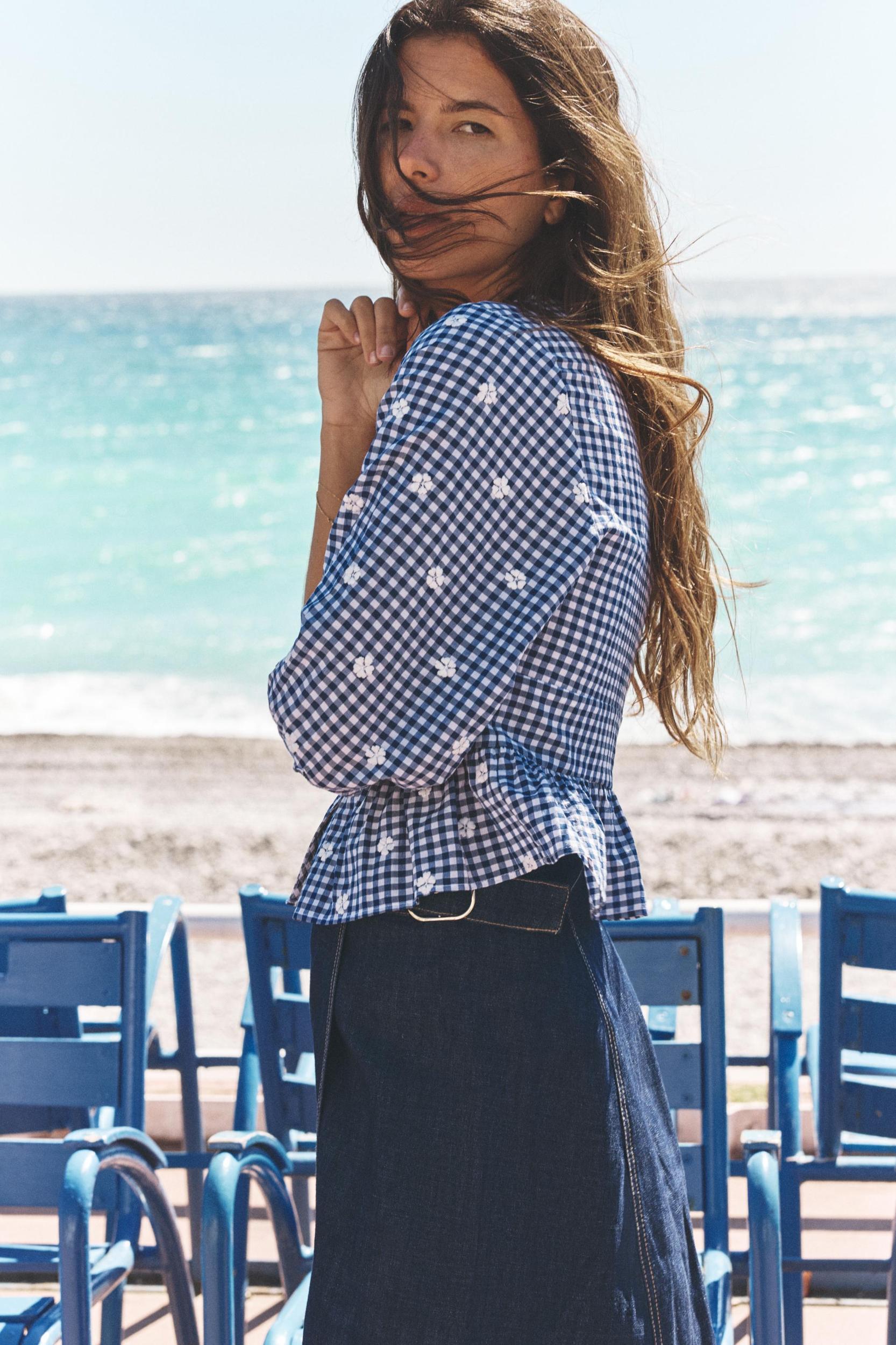 EMBROIDERED GINGHAM TOP Product Image
