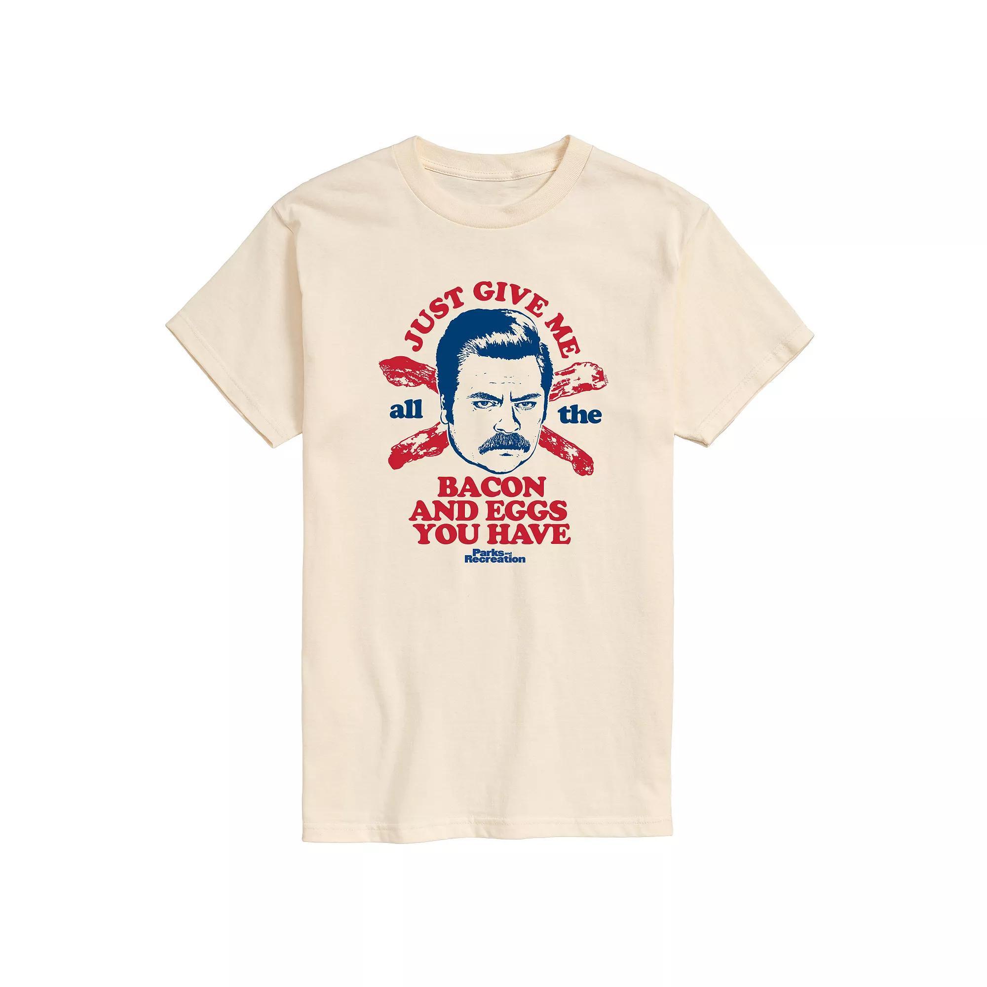 Big & Tall Parks And Recs Ron Bacon Eggs Graphic Tee, Mens Product Image