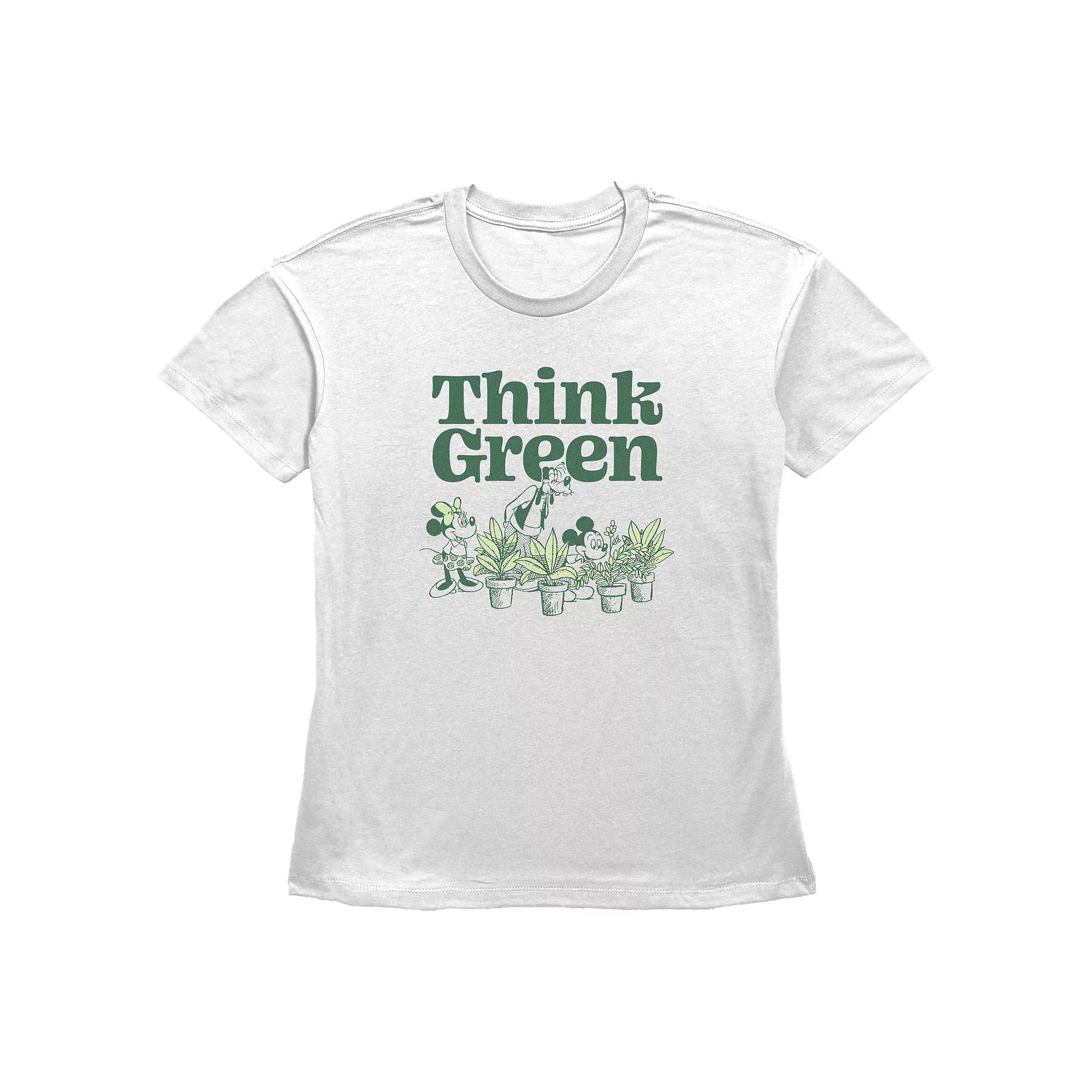 Disney's Mickey Mouse & Friends Think Green Women's Graphic Tee, Size: XXL, White Product Image