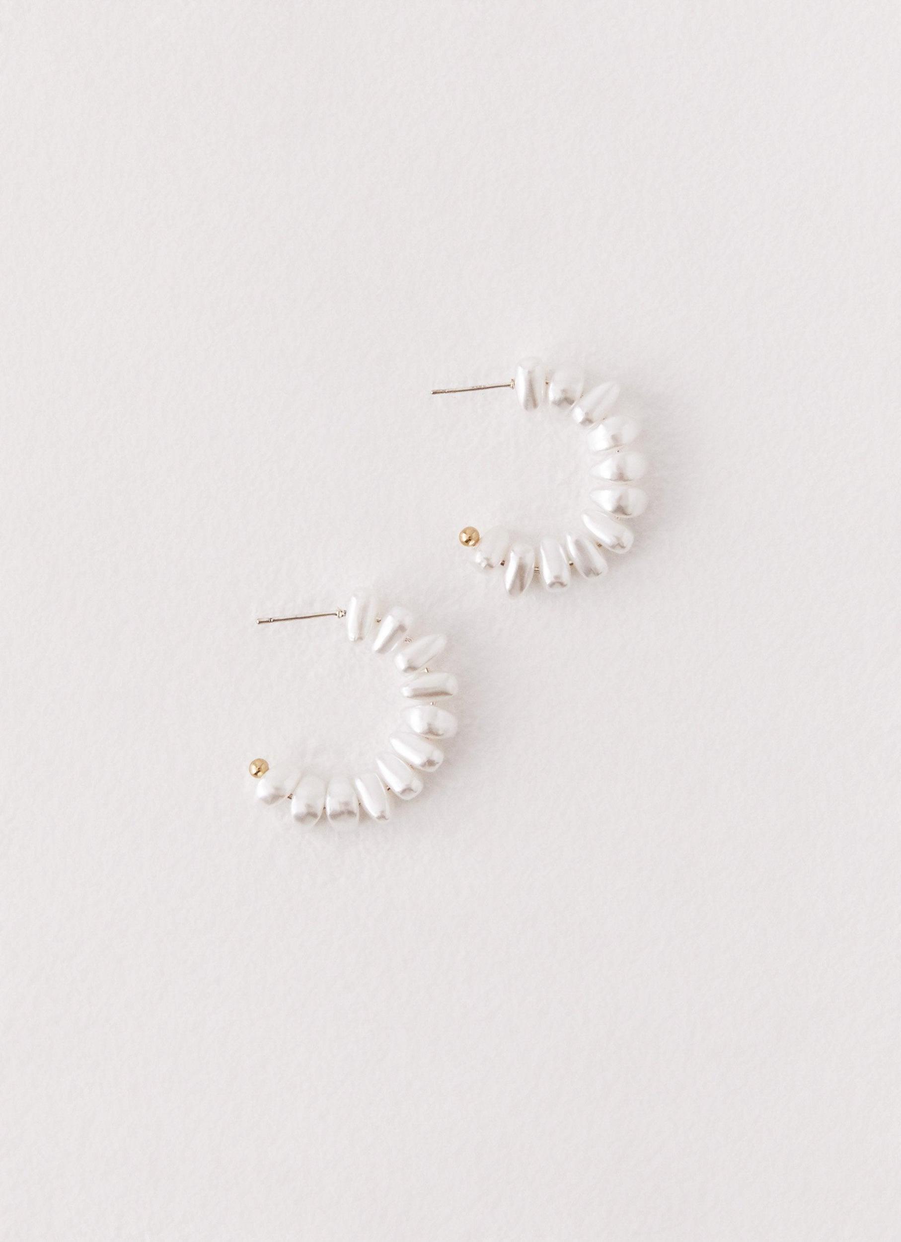 Delight Hoop Earrings - Pearl Product Image