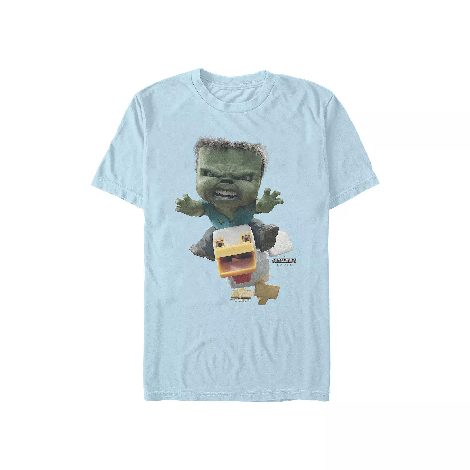 Men's Minecraft Chicken Jockey Attack Graphic Tee, Size: Medium, Light Blue Product Image