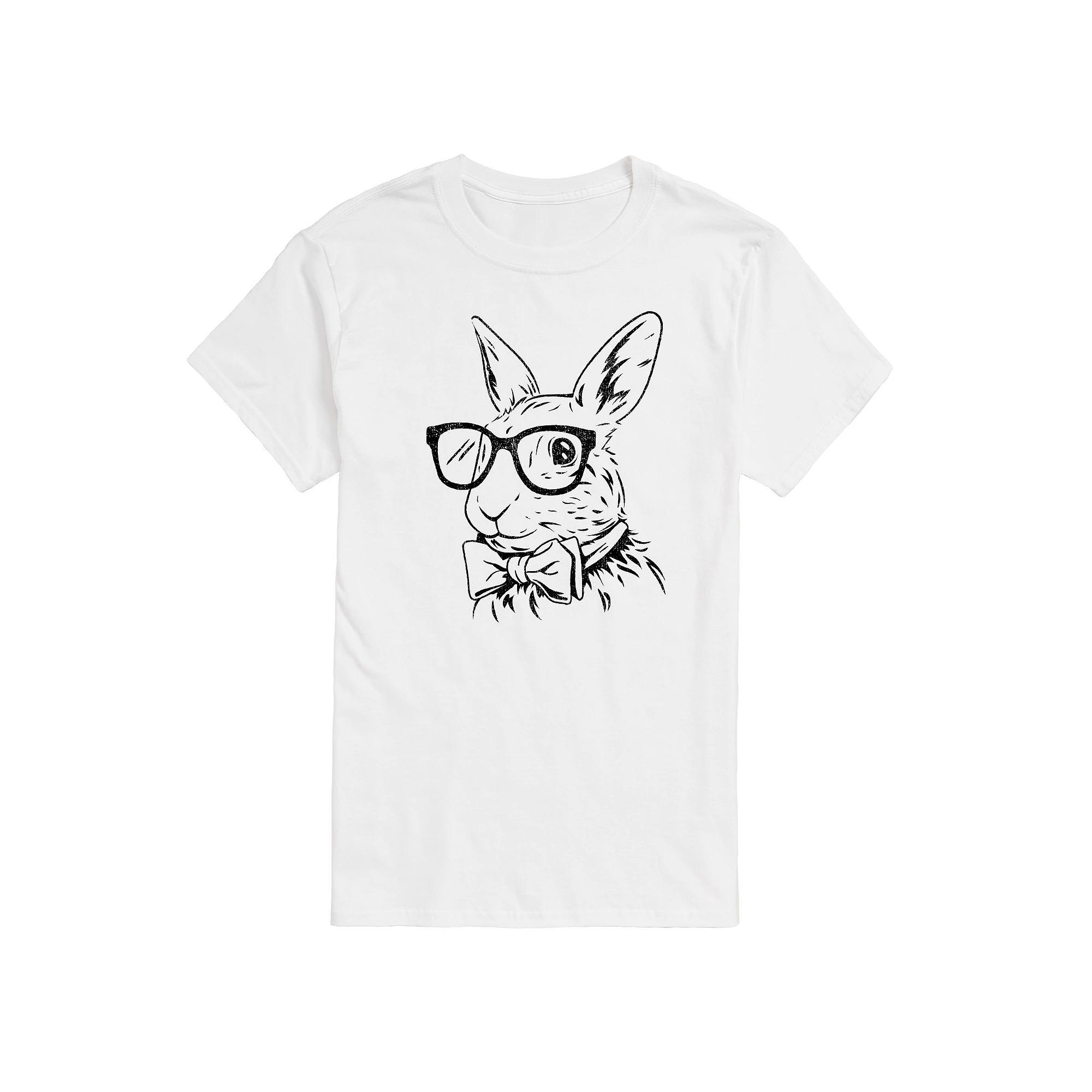 Men's Bunny Bow Tie Graphic Tee, Size: Medium, Grey Gray Product Image