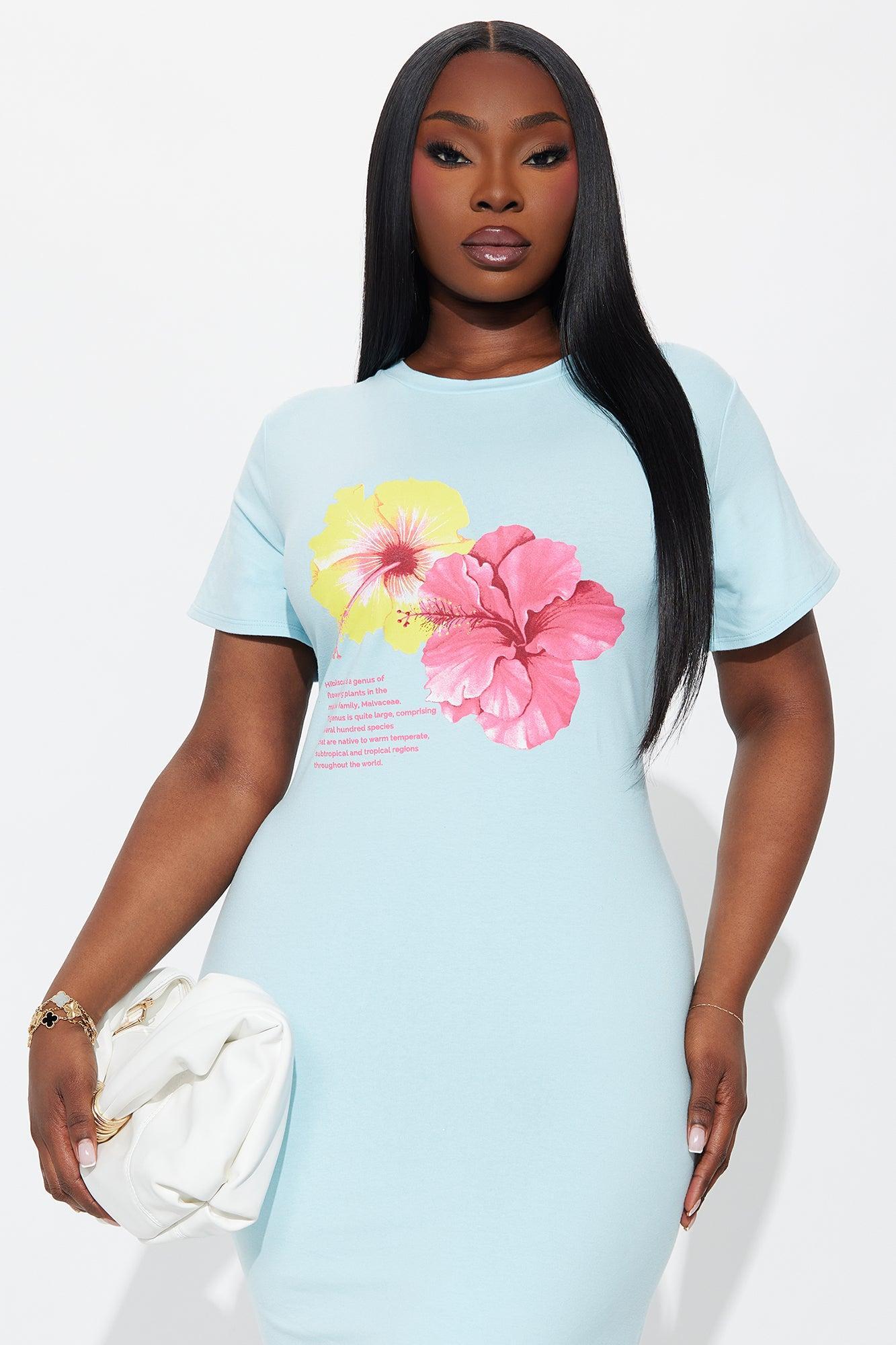 Hibiscus TShirt Mini Dress - Blue Product Image