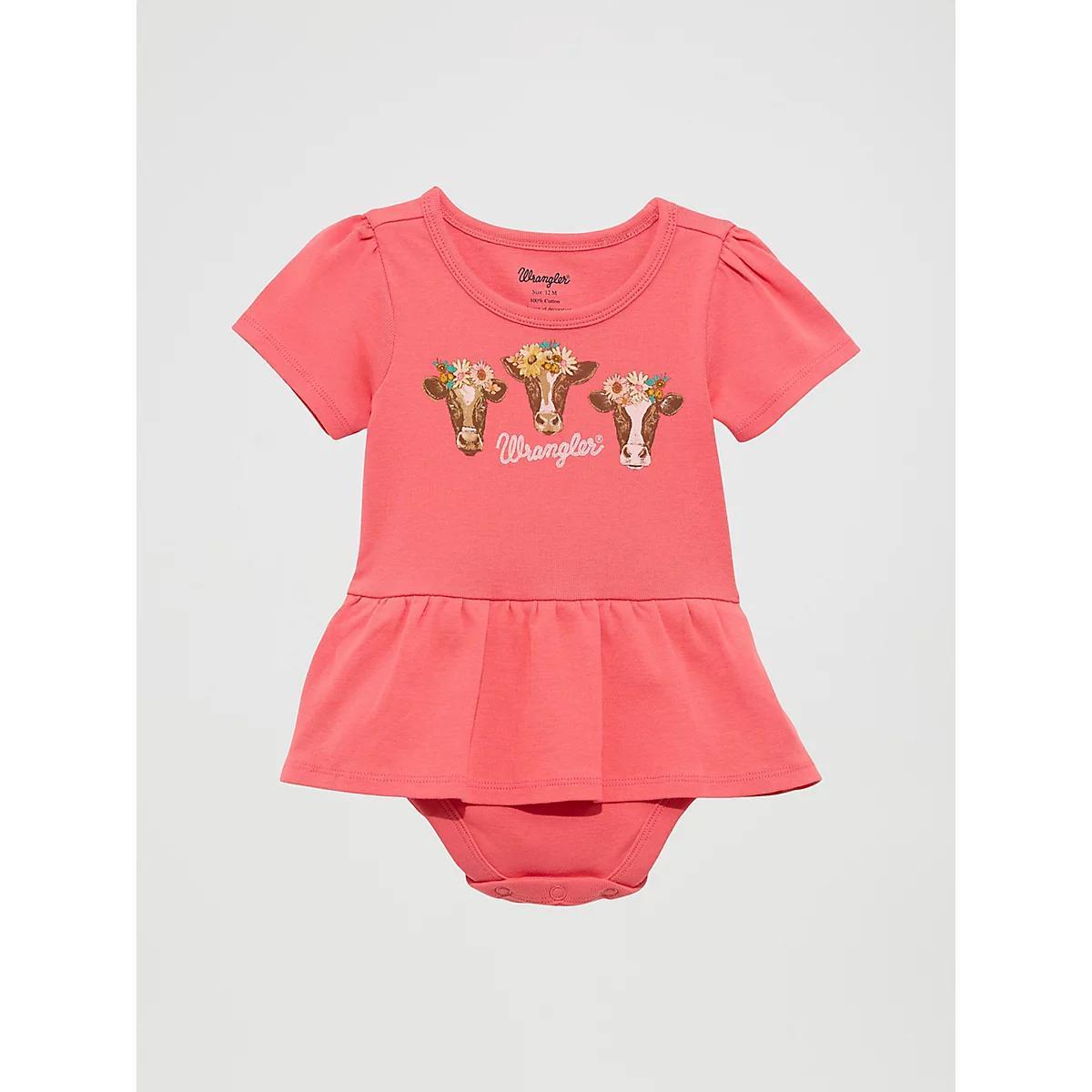 Baby Girl's Short Sleeve Logo Skirted Bodysuit Product Image