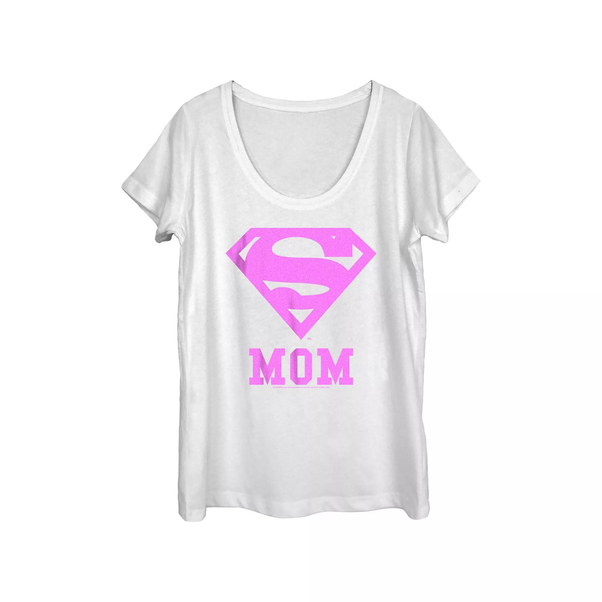 Women's Superman Logo Mom Graphic Tee, Size: XL, White Product Image