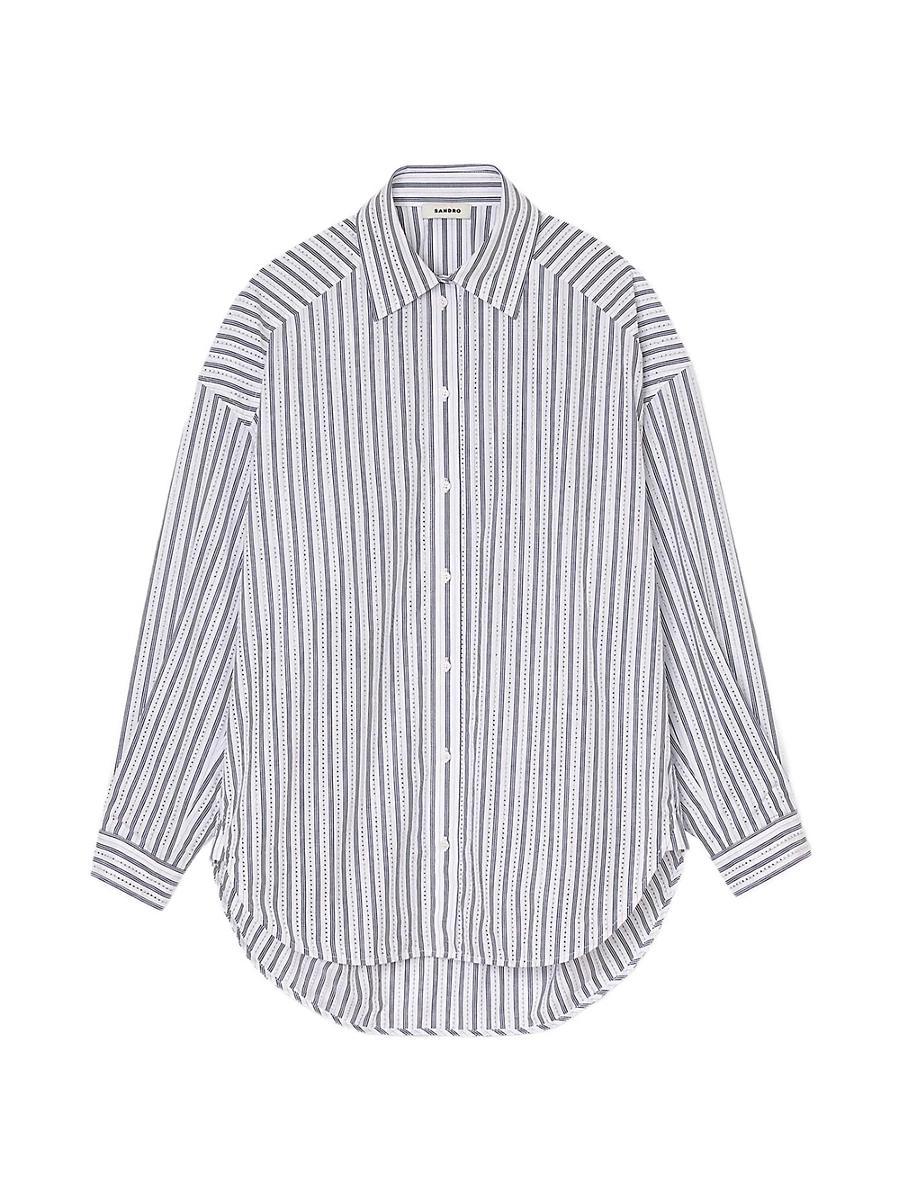 Womens Striped Rhinestone Shirt Product Image