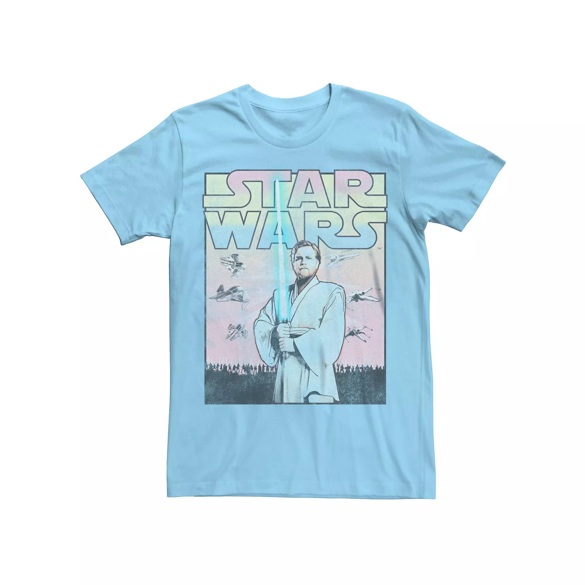 Men's Star Wars Young Obi-Wan Kenobi Distressed Poster Graphic Tee, Size: XXL, Light Blue Product Image