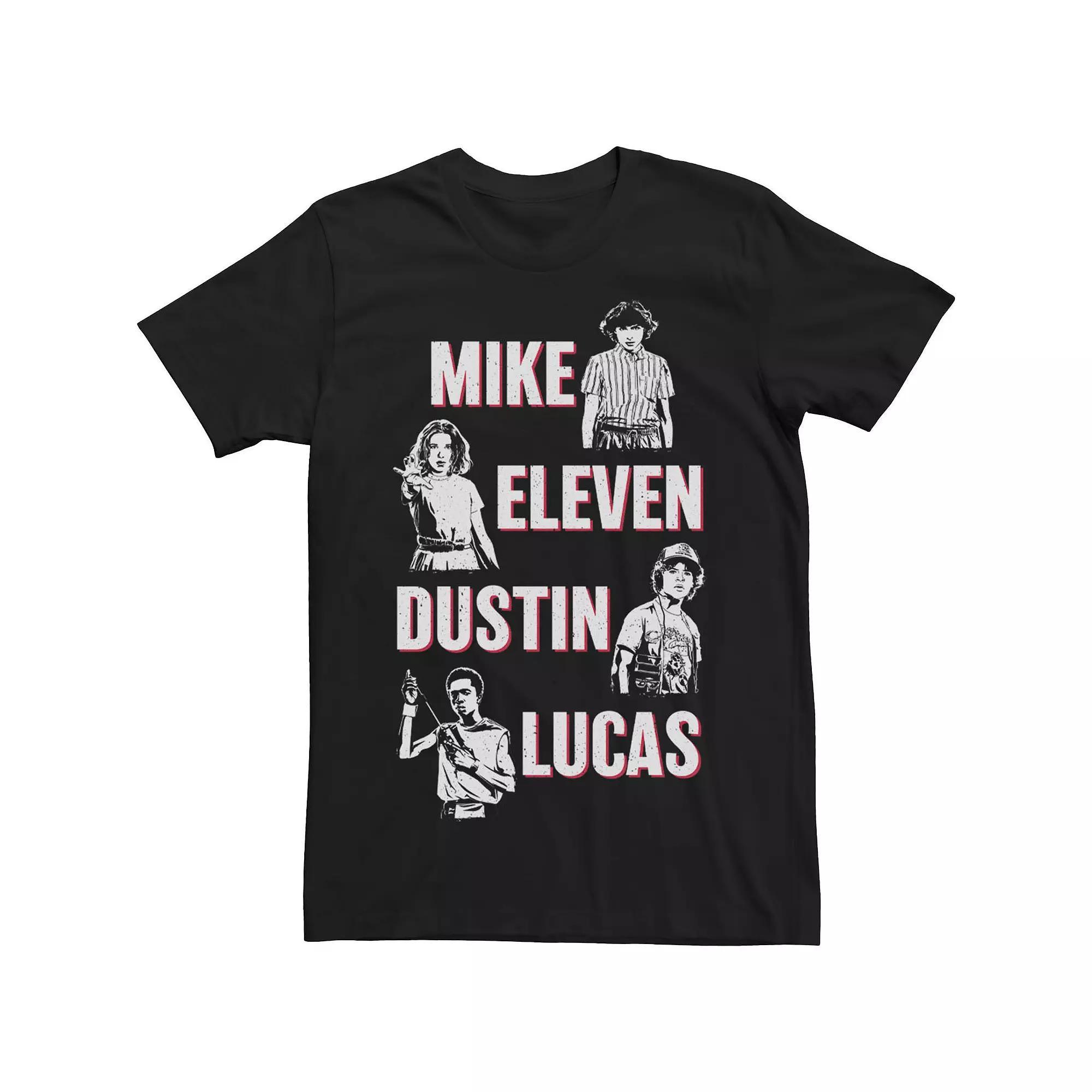 Men's Stranger Things Cast Characteristic Text Photo Real Tee, Size: XL, Black Product Image