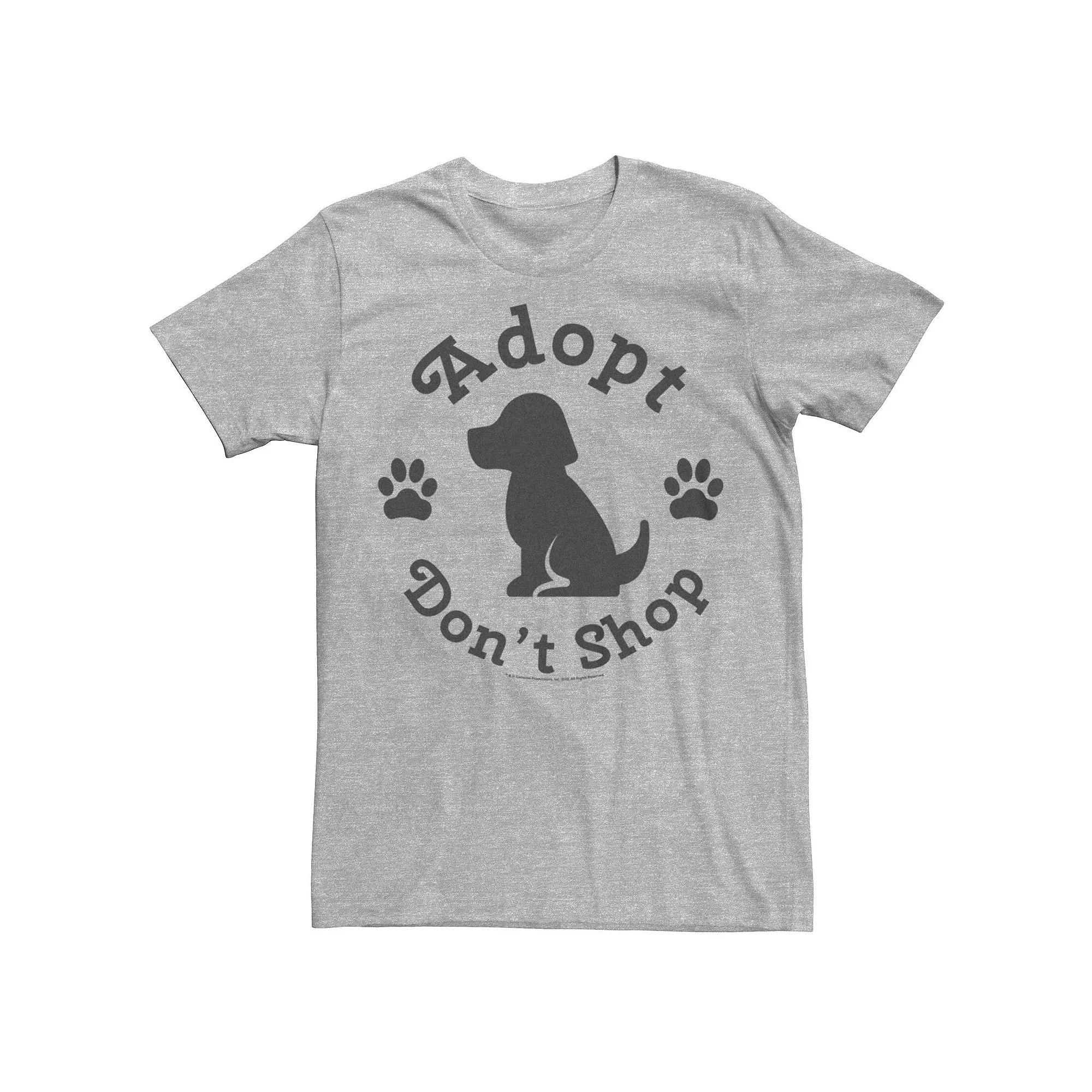 Big & Tall "Adopt Don't Shop" Dog Lover Graphic Tee, Men's, Size: Large Tall, Athletic Grey Product Image