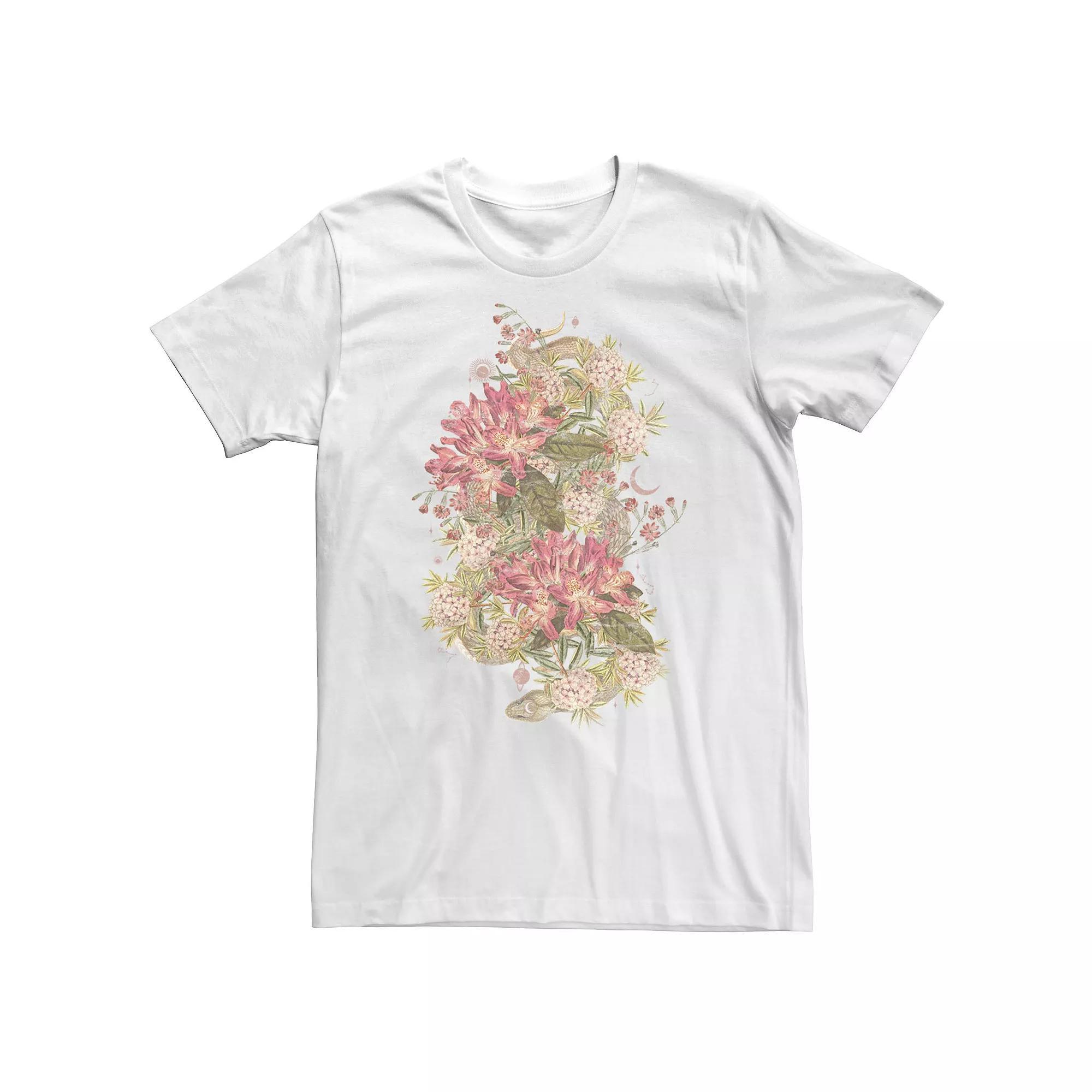 Big & Tall Trendy Celestial Floral Snake Tee, Men's, Size: XL Tall, White Product Image
