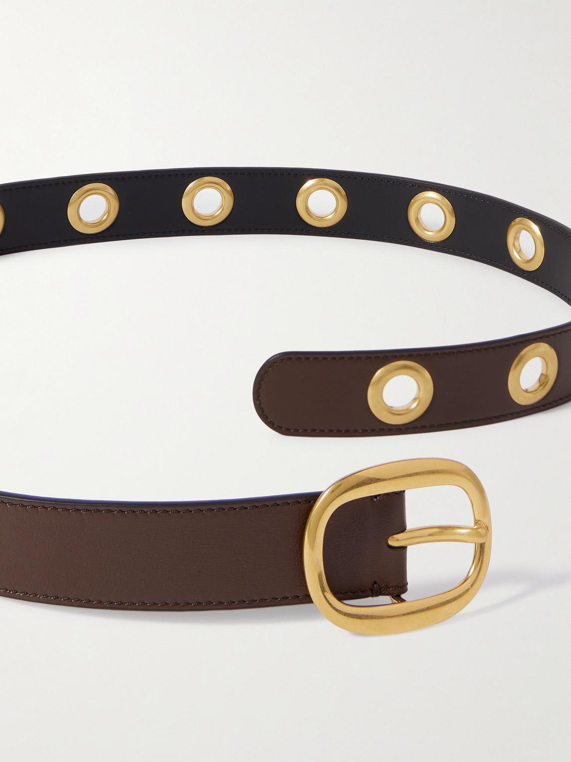 TOM FORD 3cm Eyelet-embellished Leather Belt In Brown Product Image