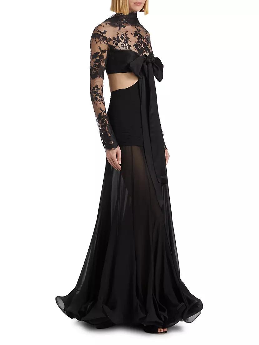 Cut-Out Silk & Lace Gown Product Image