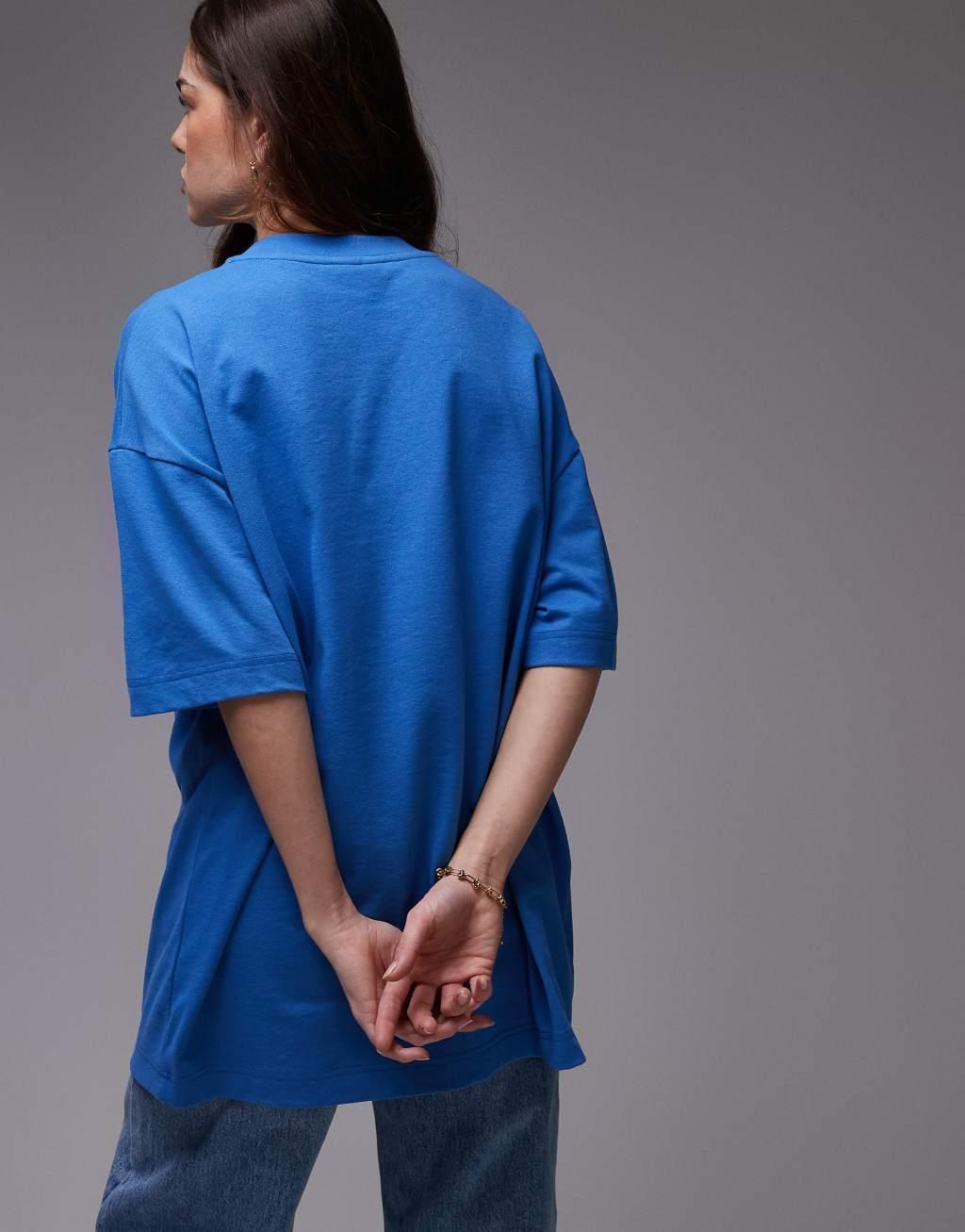 Topshop graphic Hamburg oversized tee in blue Product Image