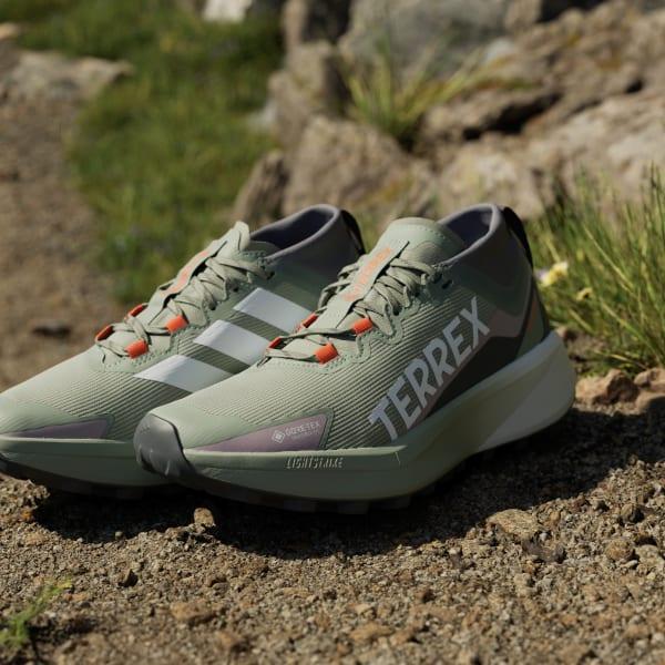 adidas Terrex Agravic GORE-TEX Trail Running Shoes Silver Green 9.5 Womens Product Image