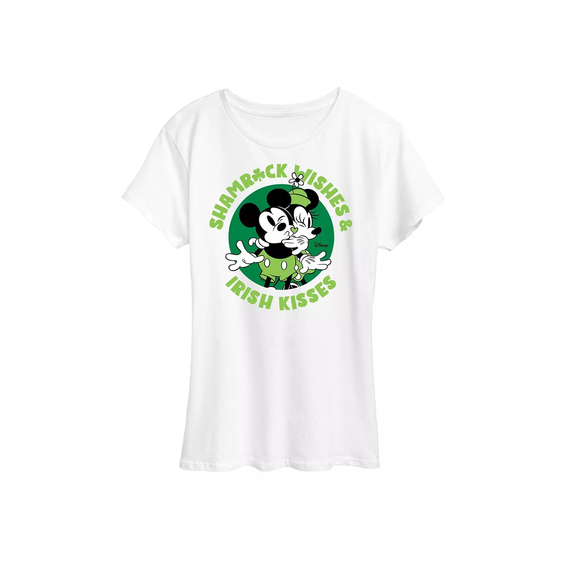 Disney's Mickey & Minnie Mouse Women's St. Patrick's Kisses Graphic Tee, Size: Large, White Product Image