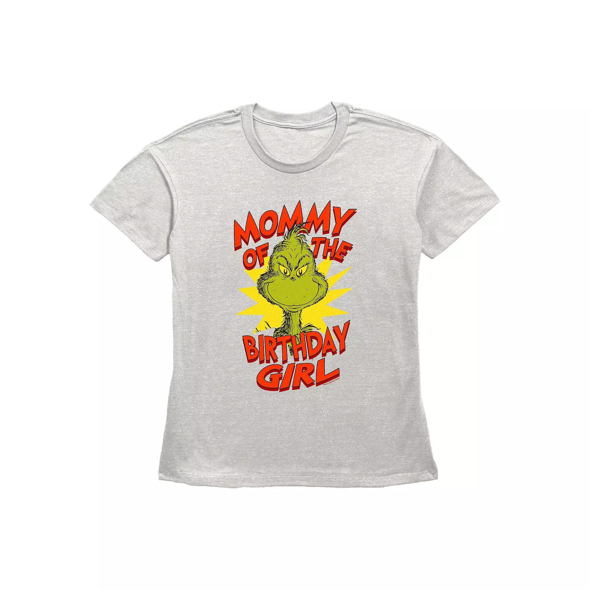 Women's Dr. Seuss Grinch Mommy Of The Birthday Girl Graphic Tee, Size: XL, Oatmeal Product Image