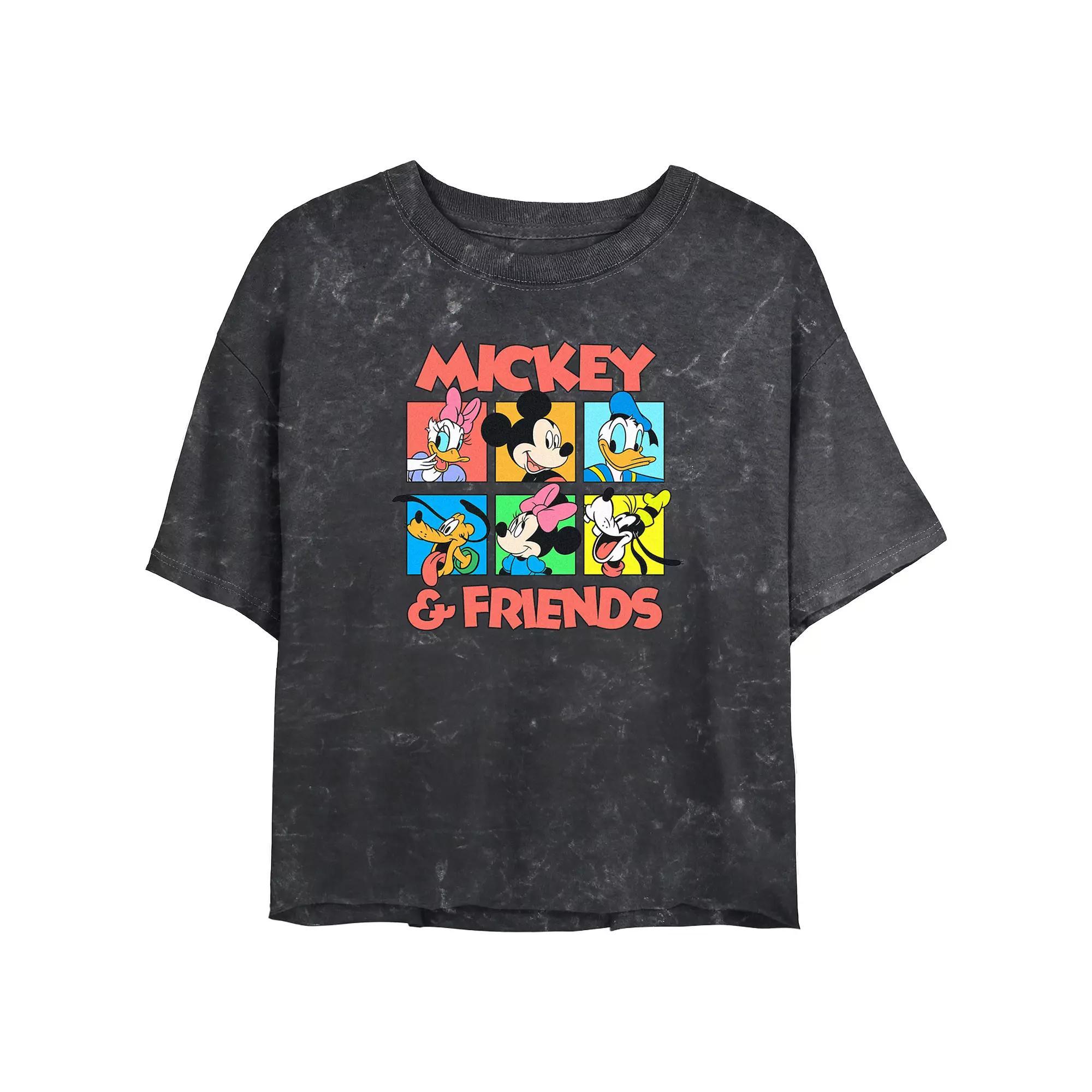 Disneys Mickey Mouse Head Shots Mineral Wash Juniors Cropped Graphic Tee, Womens Product Image