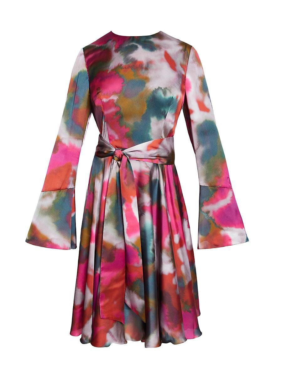 Womens Abstract Georgette Fit & Flare Knee-Length Dress Product Image