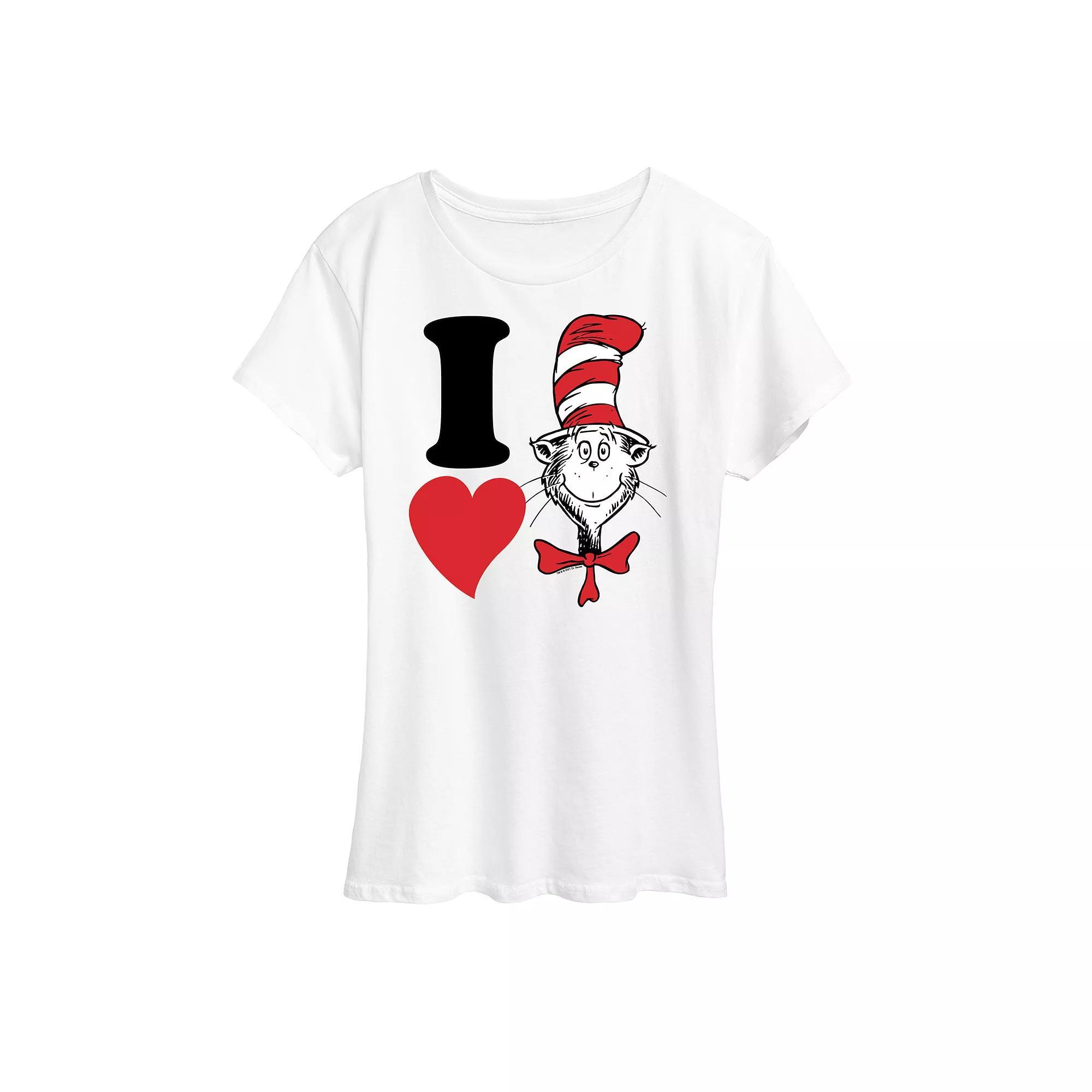 Womens Dr. Seuss I Love Cat In The Hat Graphic Tee Product Image