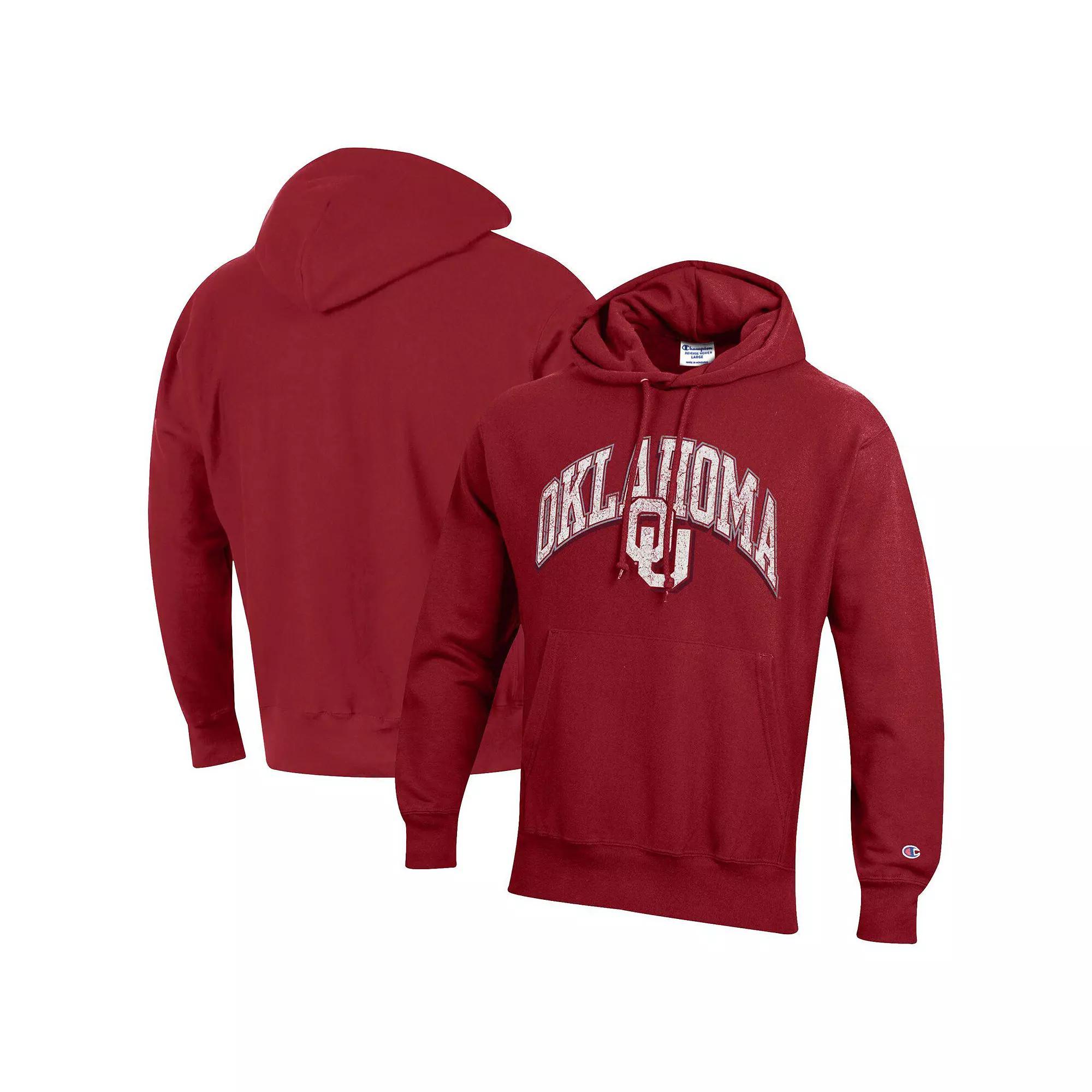 Men's Champion Crimson Oklahoma Sooners Vault Late Night Reverse Weave Pullover Hoodie, Size: Large, Red Product Image