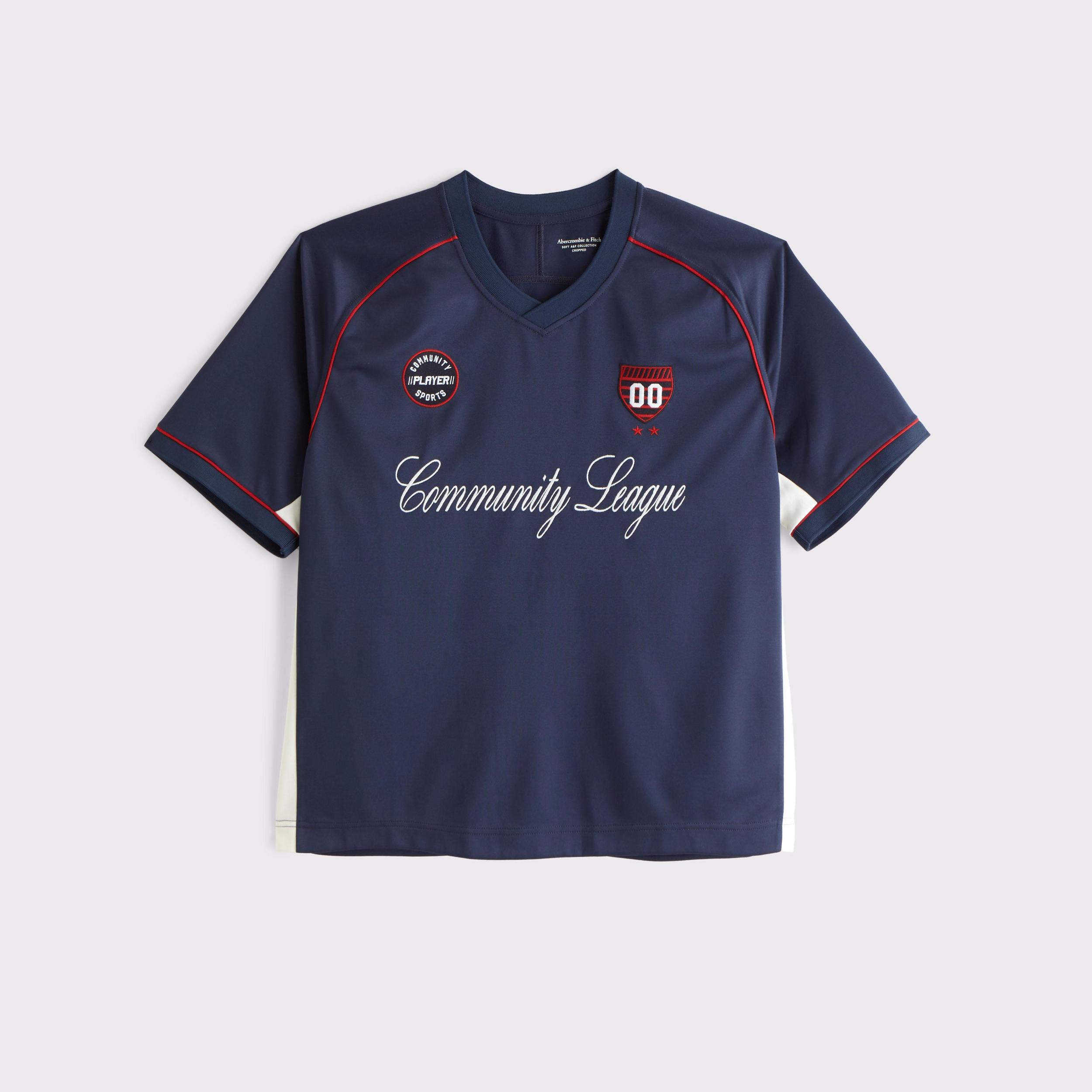 Cropped Soccer-Inspired Graphic Tee Product Image