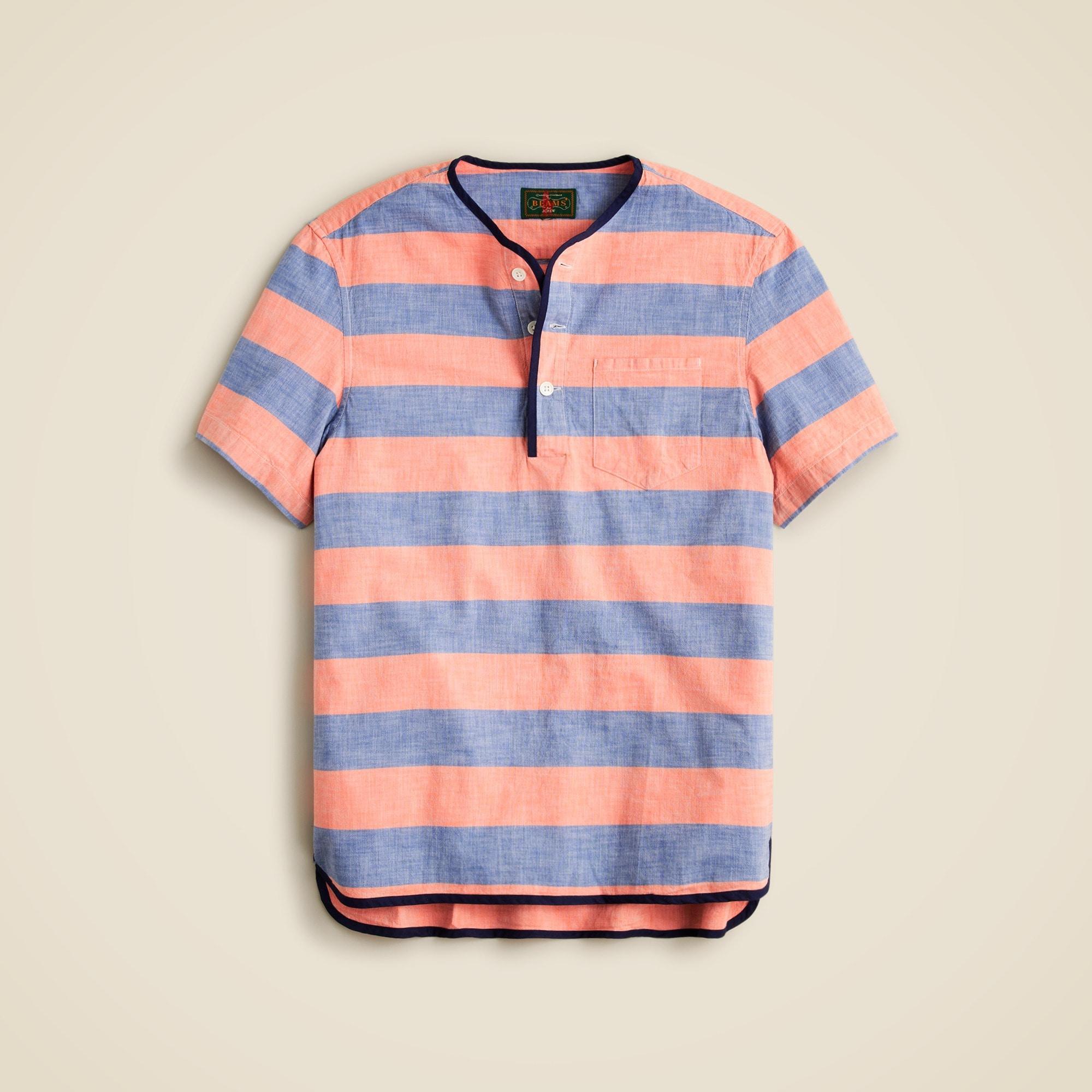 BEAMS PLUS X J.Crew short-sleeve chambray popover shirt in stripe Product Image