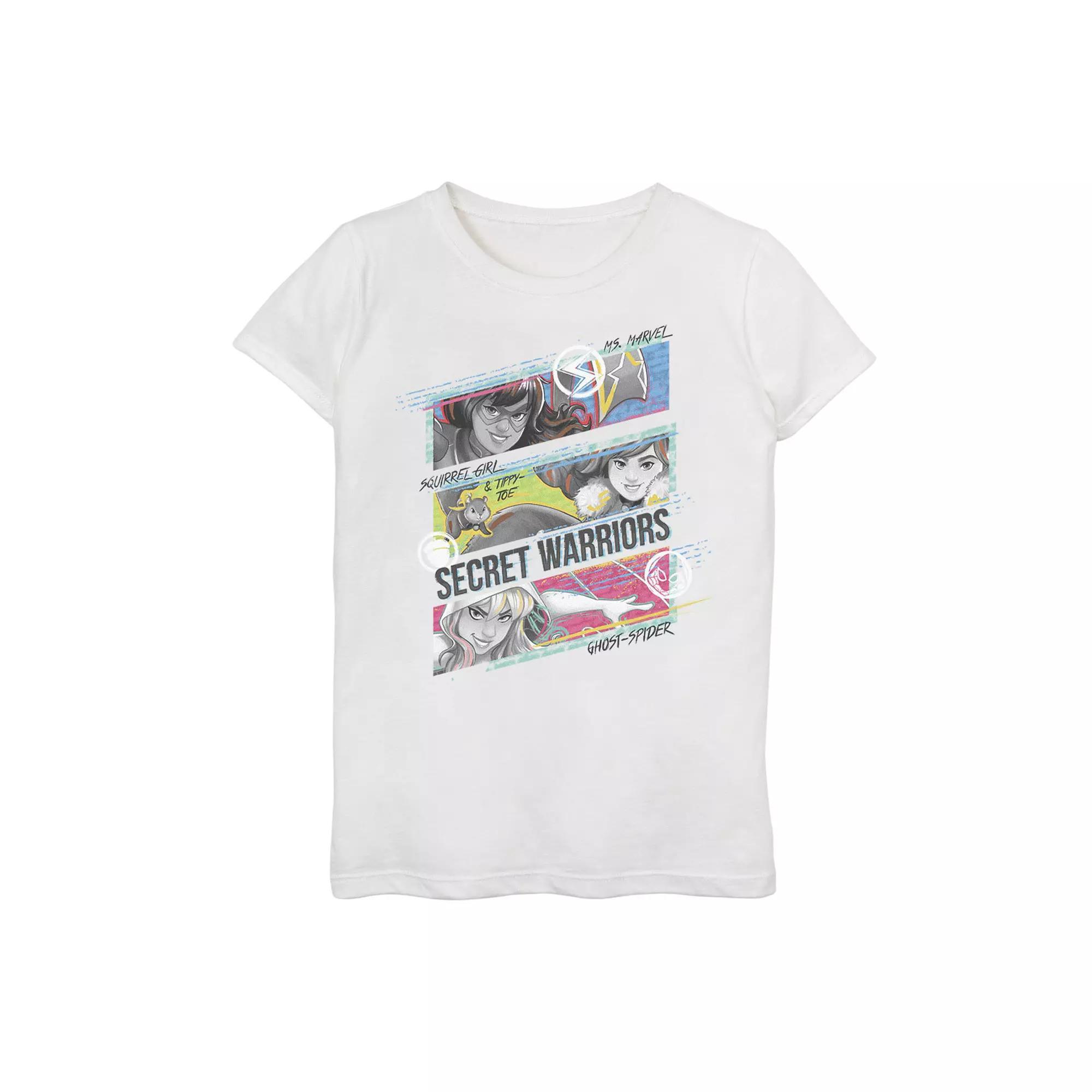 Girls 7-16 Marvel Rising Secret Warriors Woman Warriors Action Panels Graphic Tee, Girl's, Size: Medium, White Product Image
