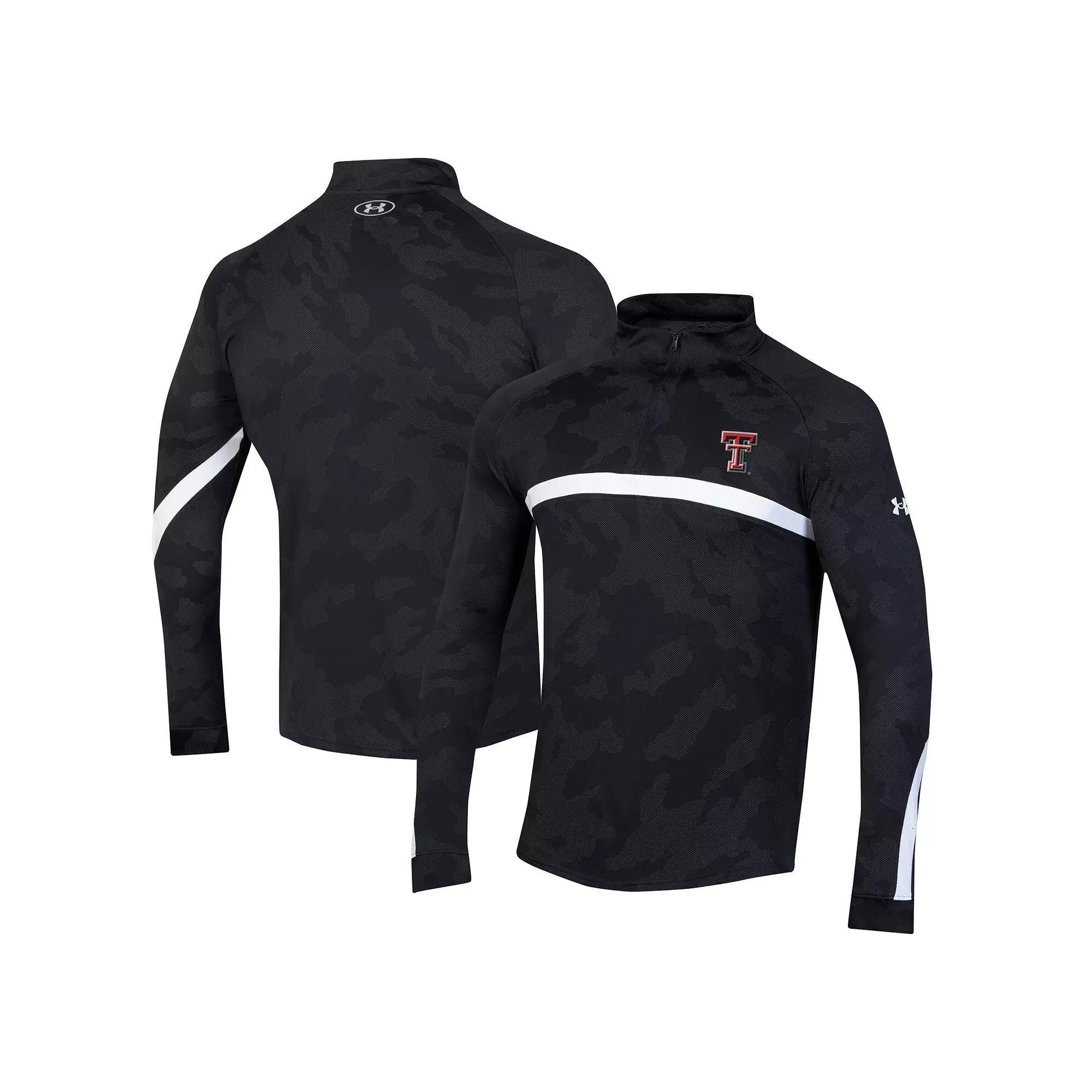Men's Under Armour Black Texas Tech Red Raiders Game Day Camo Raglan Quarter-Zip Top, Size: Large Product Image