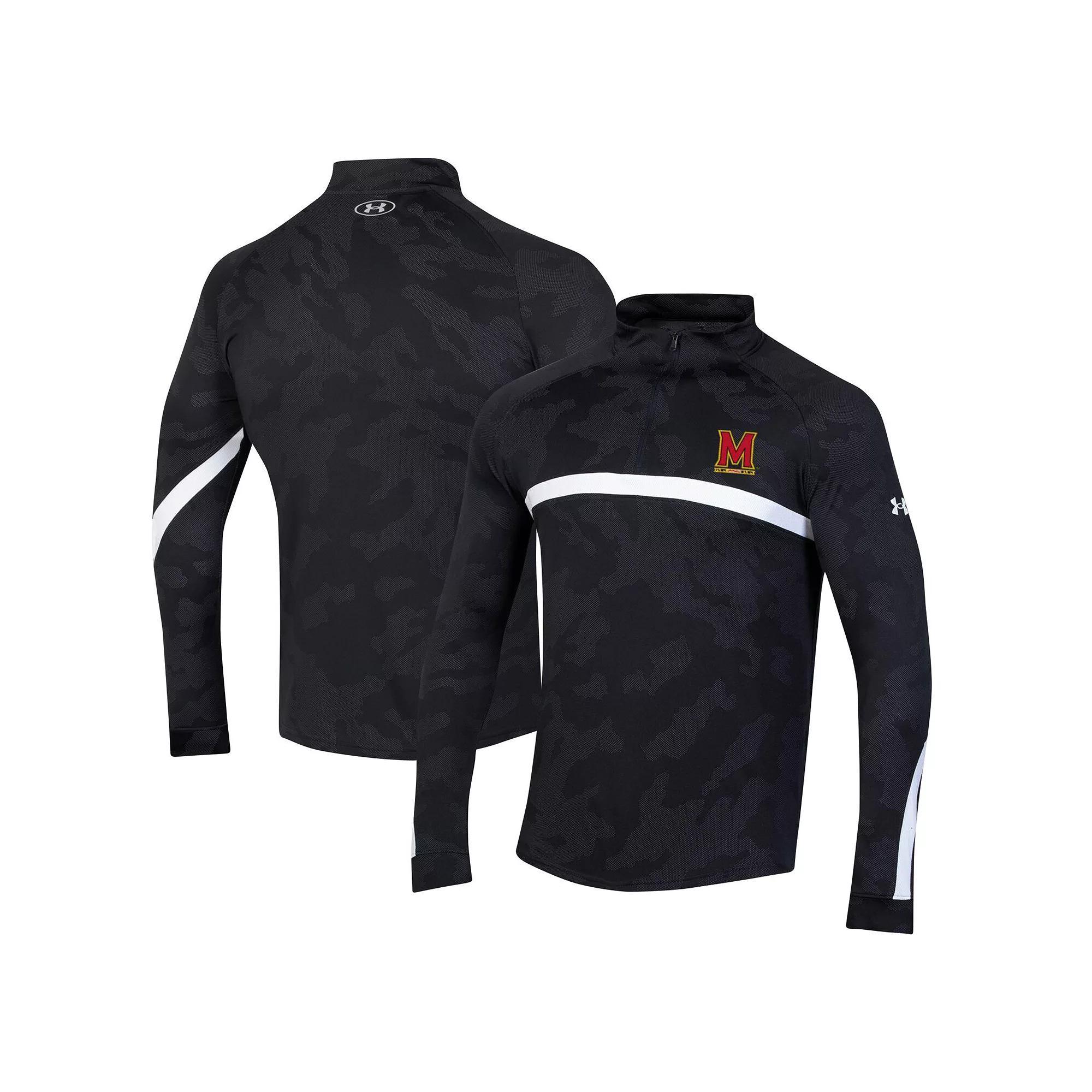 Men's Under Armour Black Maryland Terrapins Game Day Camo Raglan Quarter-Zip Top, Size: Medium Product Image