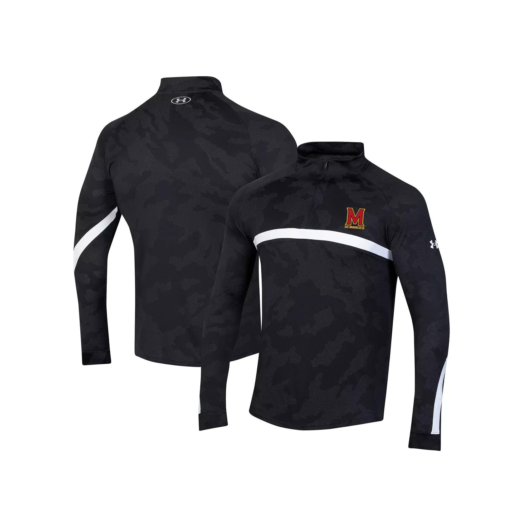 Men's Under Armour Black Maryland Terrapins Game Day Camo Raglan Quarter-Zip Top, Size: Medium Product Image