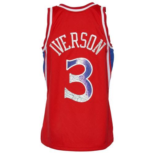 Men's Mitchell & Ness Allen Iverson Red Philadelphia 76ers 1996-97 Hardwood Classics 75th Anniversary Diamond Swingman Jersey, Size: Large, 76r Red Product Image