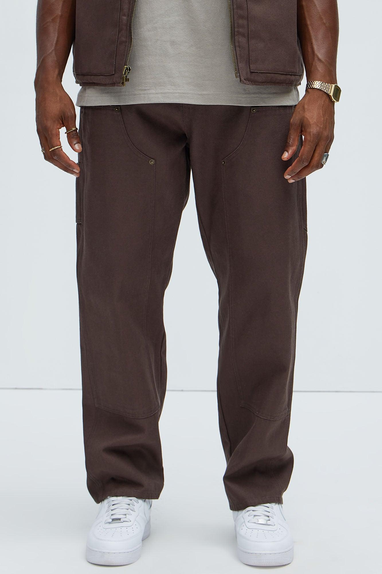 Alexander Double Knee Straight Utility Canvas Pants - Brown Product Image