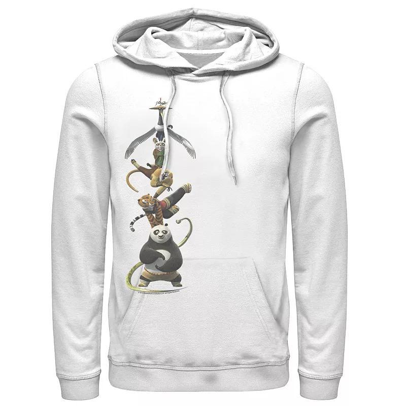 Men's Kung Fu Panda Po And The Furious Five Stack Portrait Hoodie, Size: Large, White Product Image