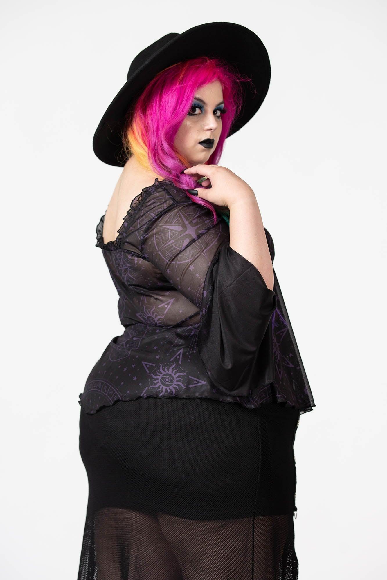 Astromancy Mesh Long Sleeve Top [PLUS] - Resurrect Female Product Image