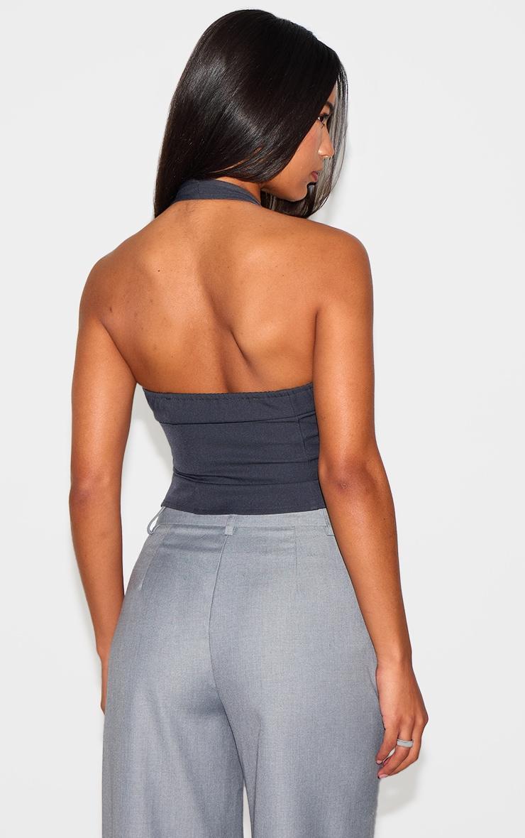 Navy Boned Dip Hem Corset Product Image