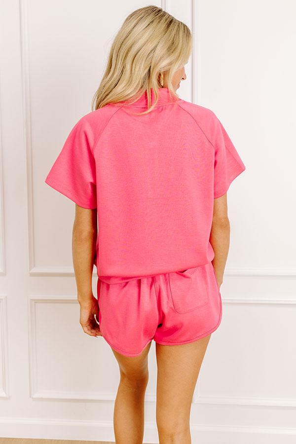 Daydream Duo Quarter Zip Top in Hot Pink Product Image