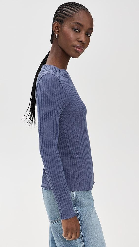 Vince Rib Long Sleeve Henley | Shopbop Product Image