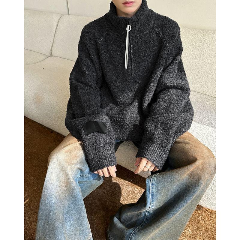 Long-Sleeve Mock Neck Half-Zip Sweater Product Image