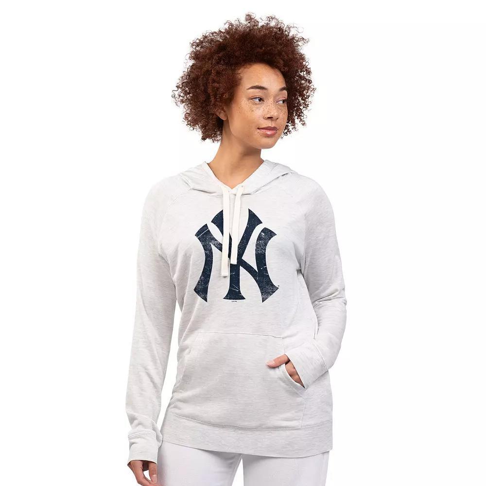 Women's G-III 4Her by Carl Banks Oatmeal New York Yankees Pregame Pullover Hoodie, Size: Large, Team Product Image