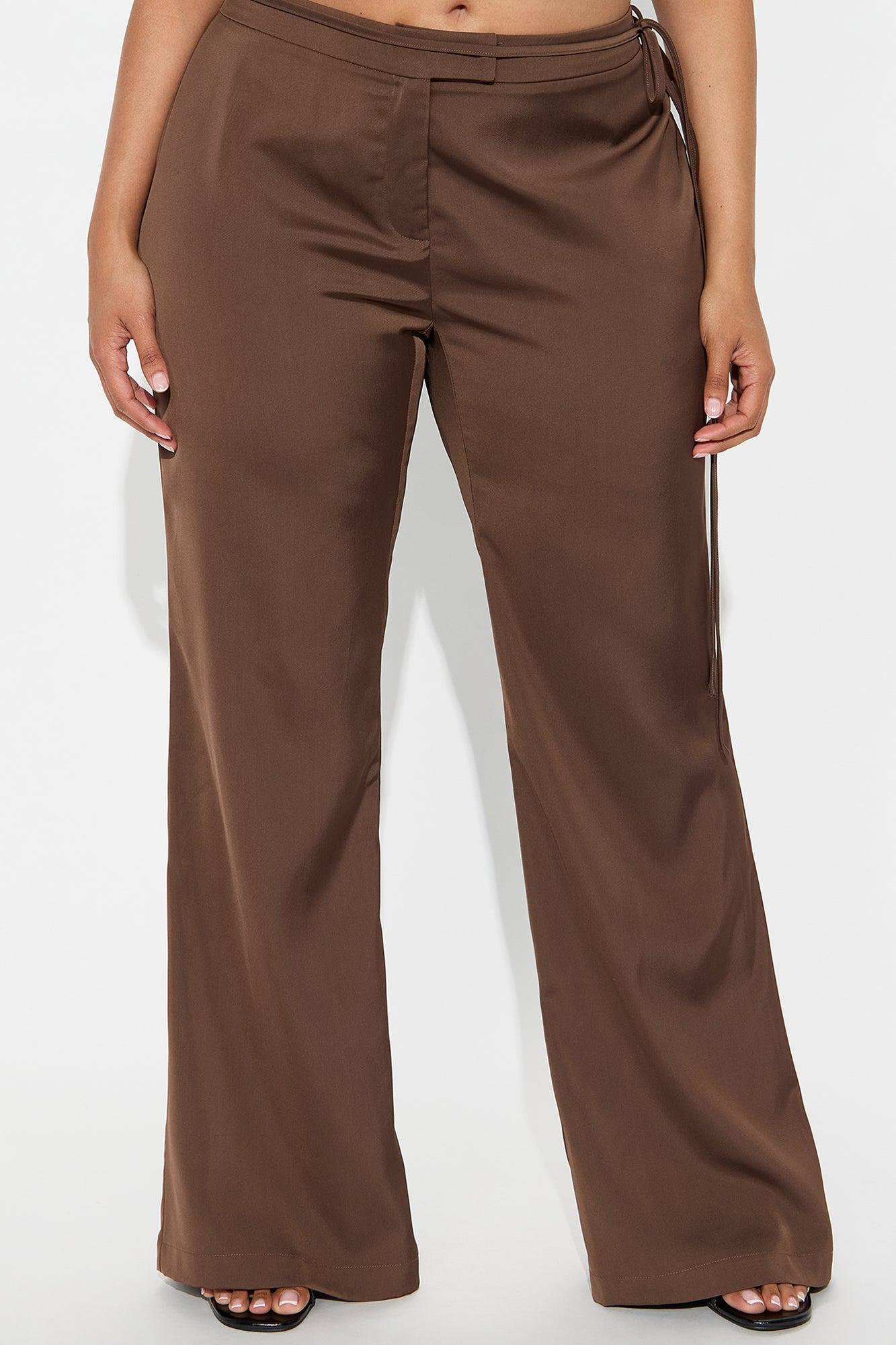 Front Page Headline Wide Leg Trouser Pant - Chocolate Product Image