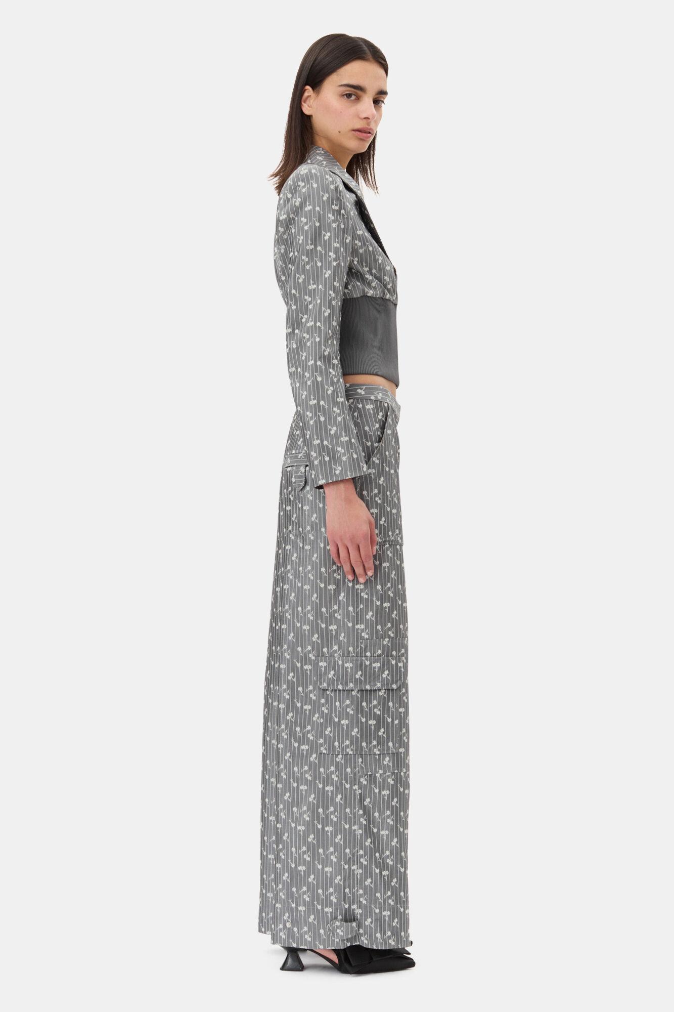 Grey Jacquard Cropped Blazer Product Image