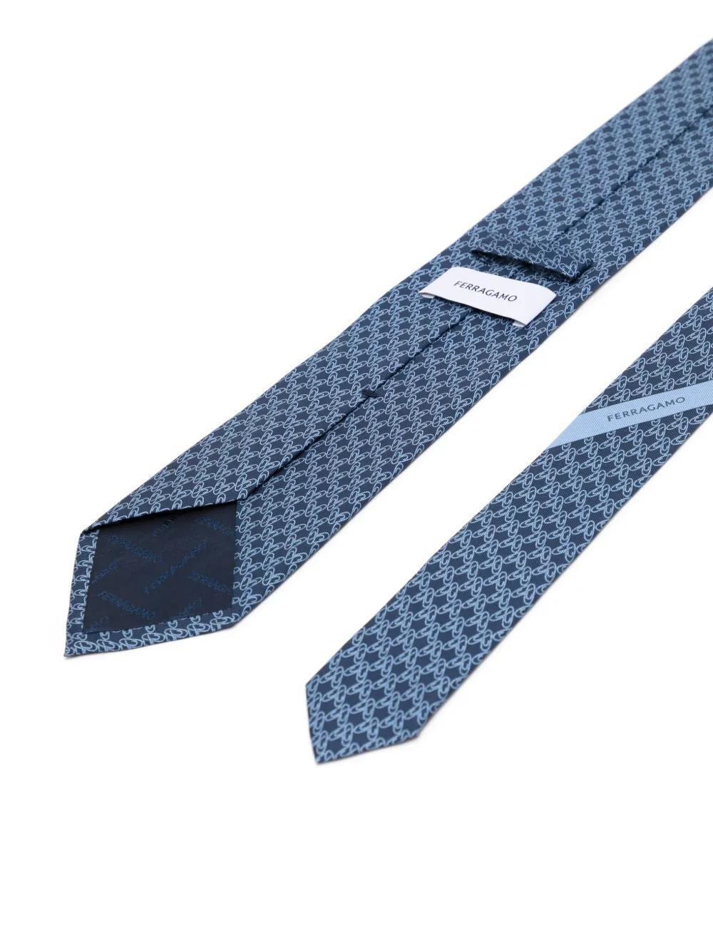 FERRAGAMO Safety Pin-print Silk Tie In Blue Product Image