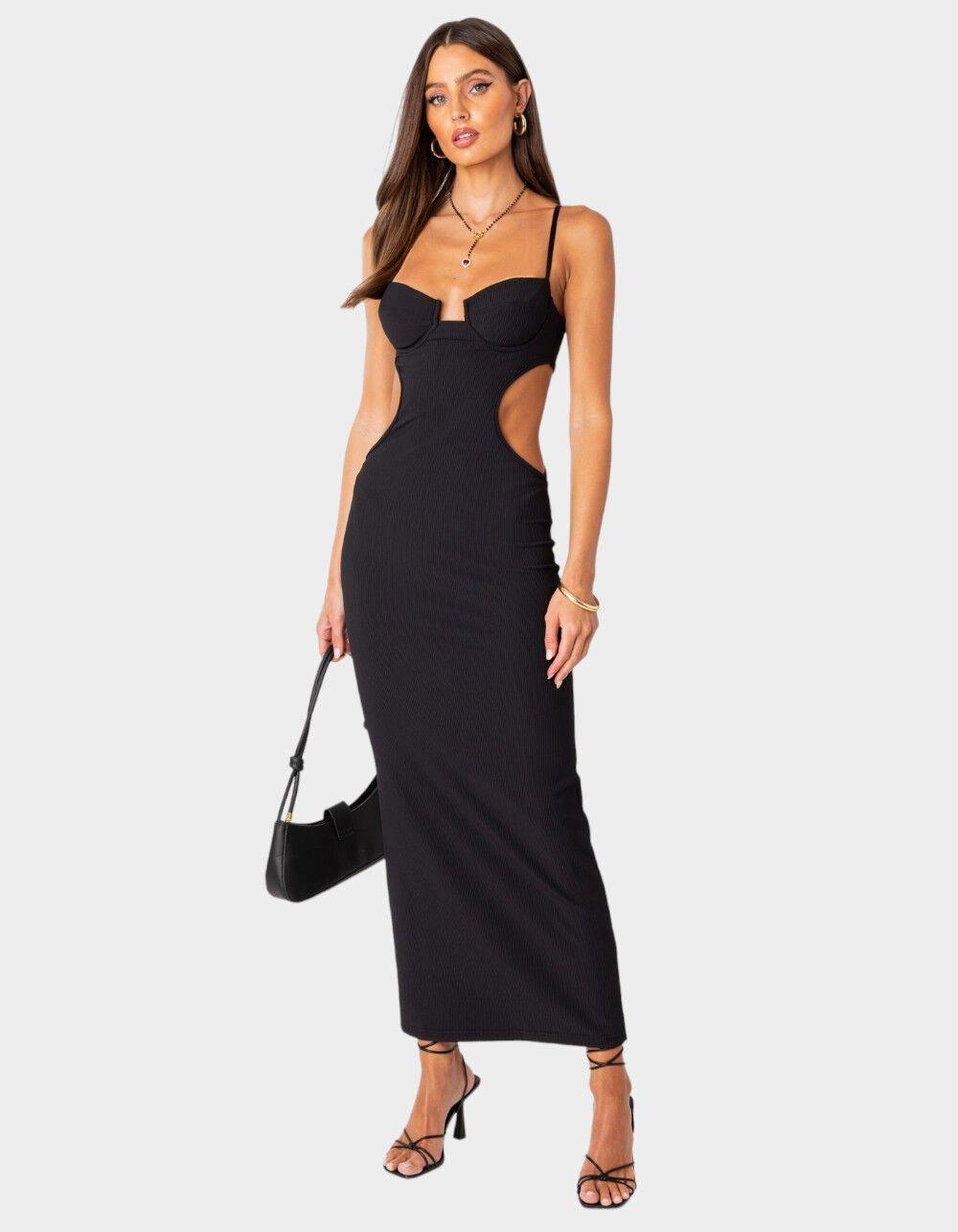 EDIKTED Ribbed Cut Out Cupped Maxi Dress Product Image