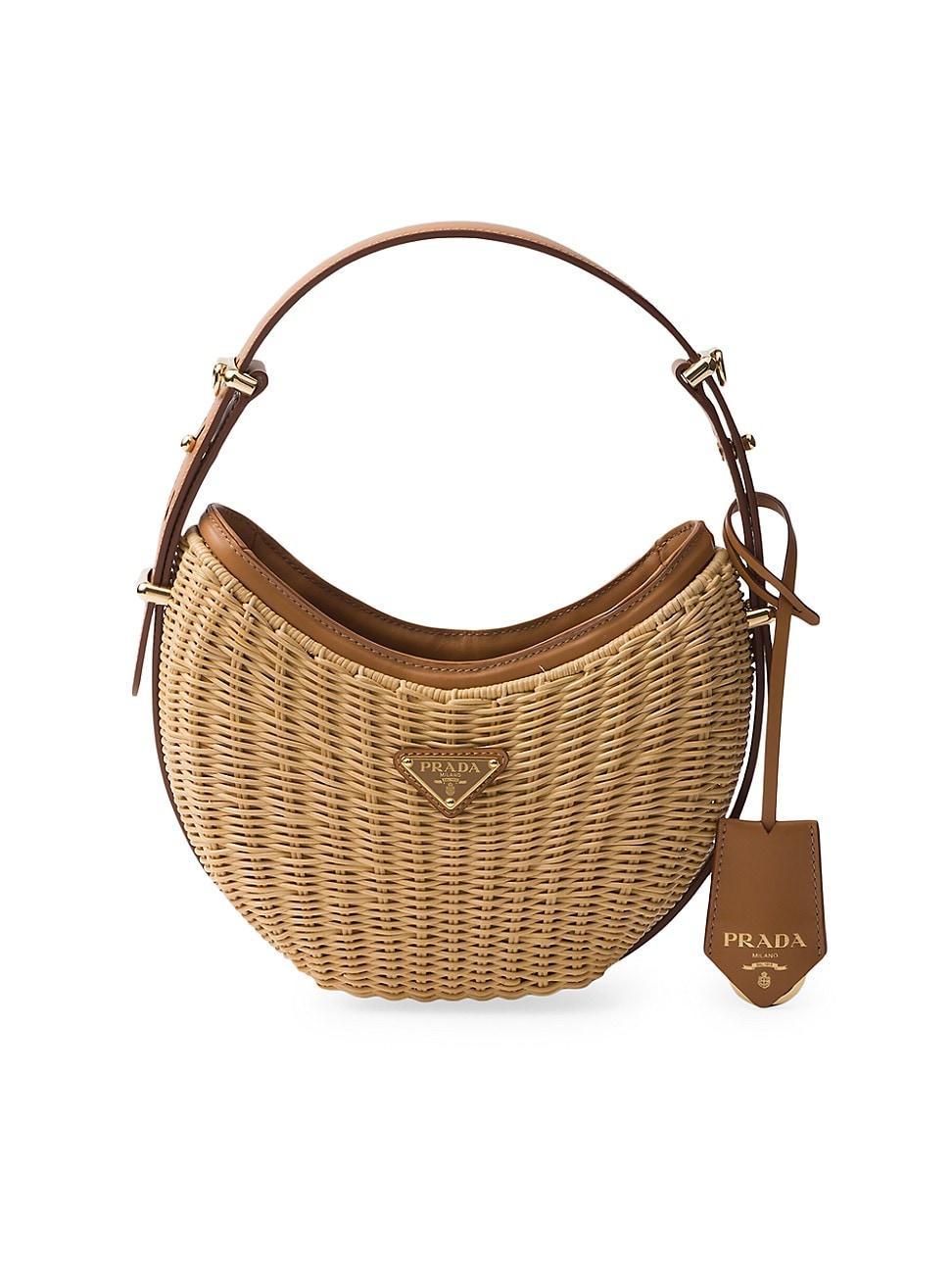 Womens Wicker and Leather Prada Arqu Bag Product Image