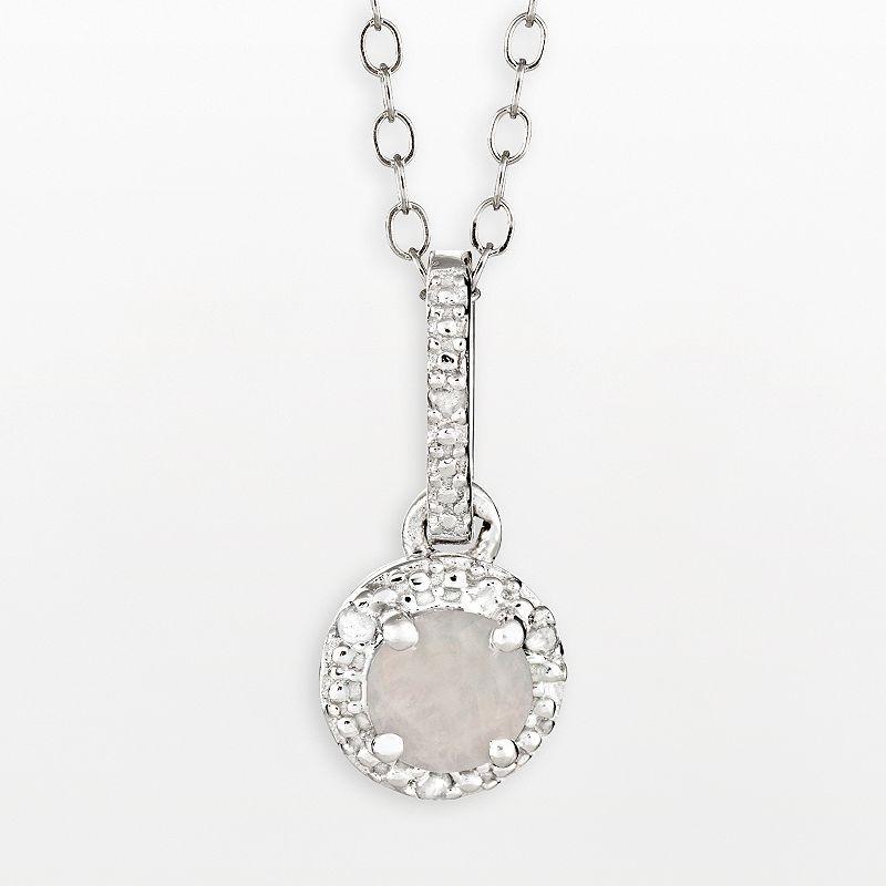 Celebration Gems Sterling Silver Opal and Diamond Accent Pendant, Women's, Size: 18" Product Image