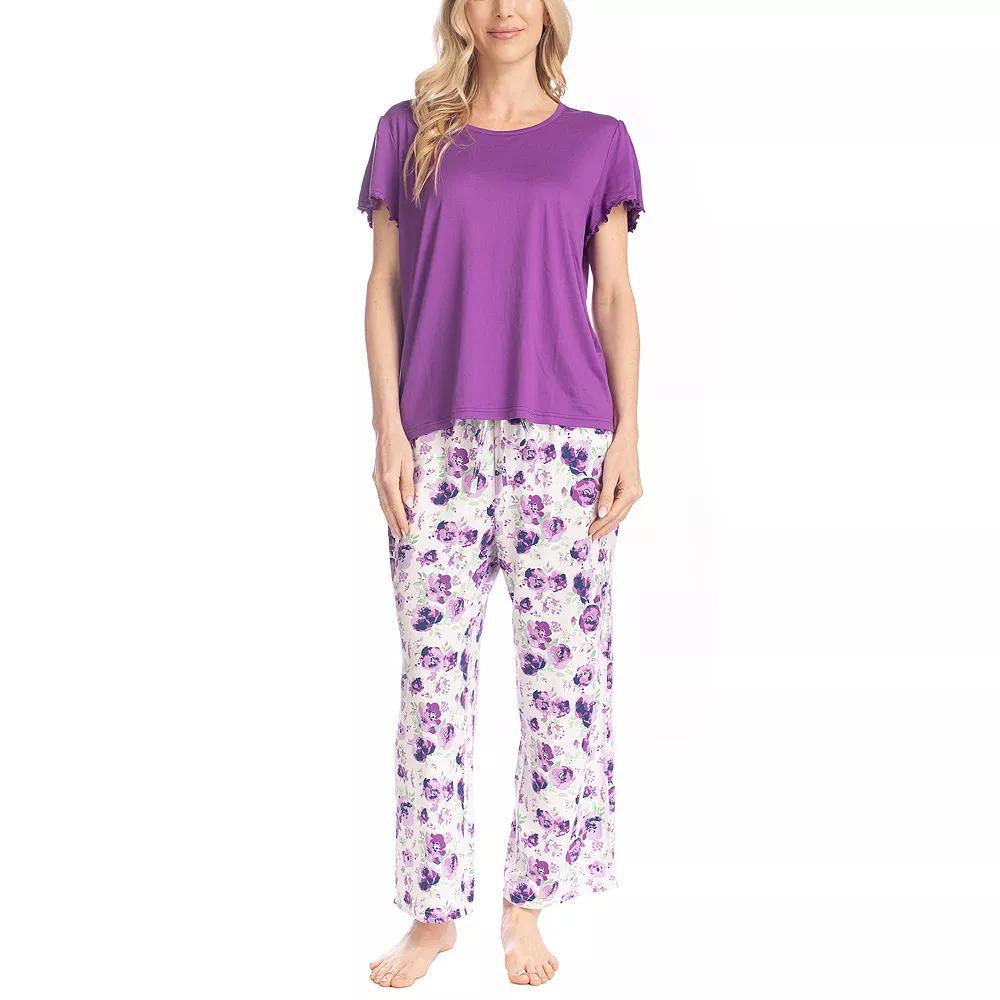 Women's MUK LUKS Artistic Garden Pajama Top & Pajama Pants Set, Size: Medium, Garden Floral Product Image