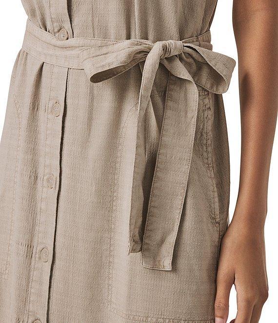 Splendid Amanda Linen Blend Knit V-Neck Sleeveless Belted A-Line Midi Dress Product Image