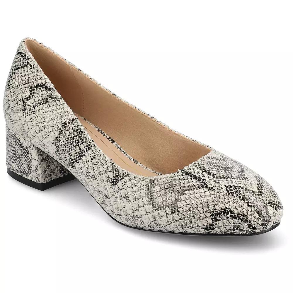Journee Medium and Wide Width Saarii Women's Slip-On Block Heel Pumps, Size: 9, Snake Product Image
