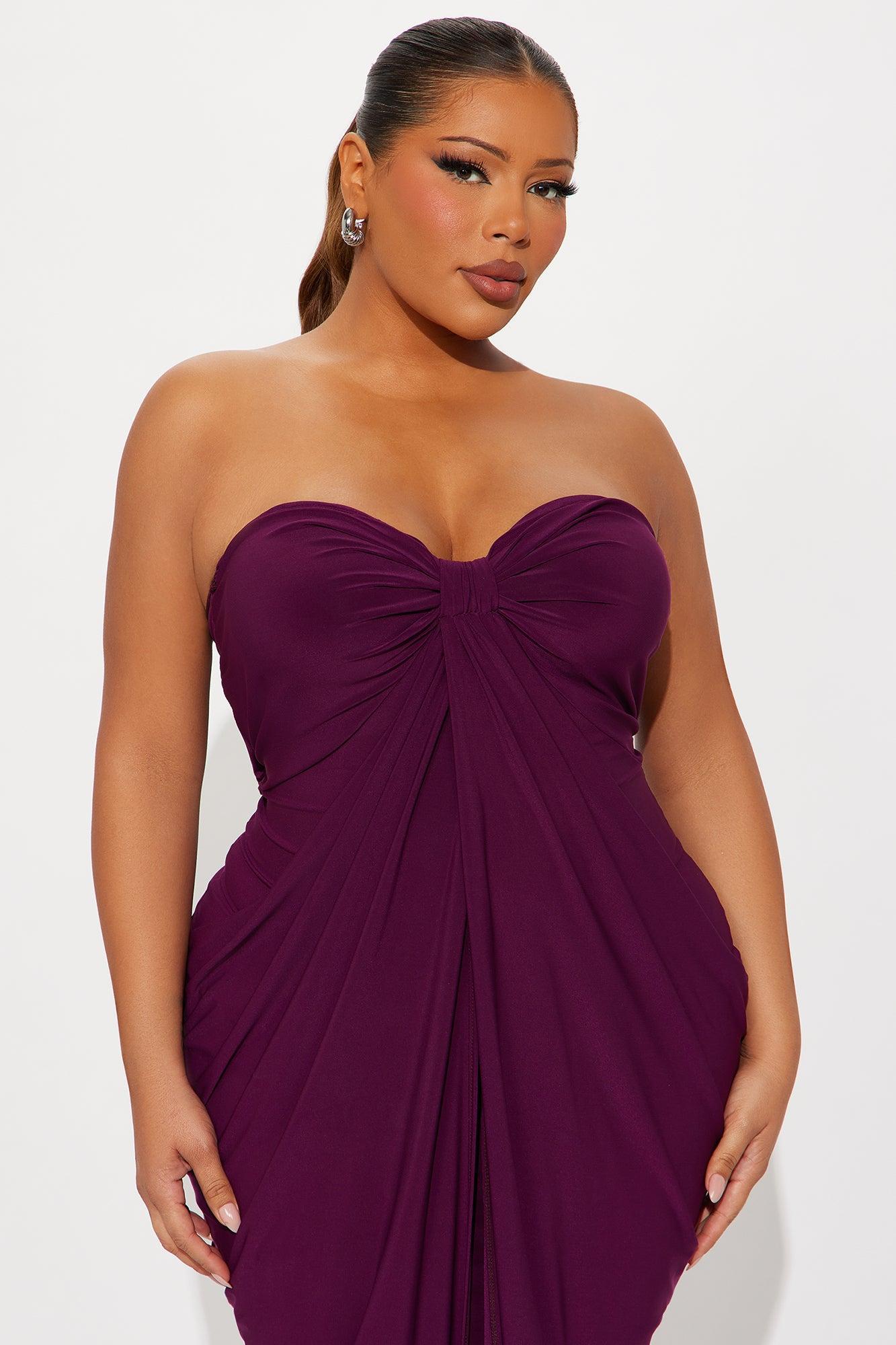 Wine And Dine Draped Maxi Dress - Plum Product Image